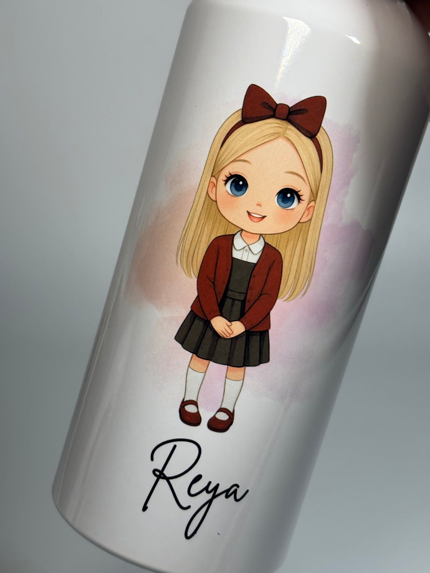 School Girl Dolly Personalised Water Bottle – 600ml
