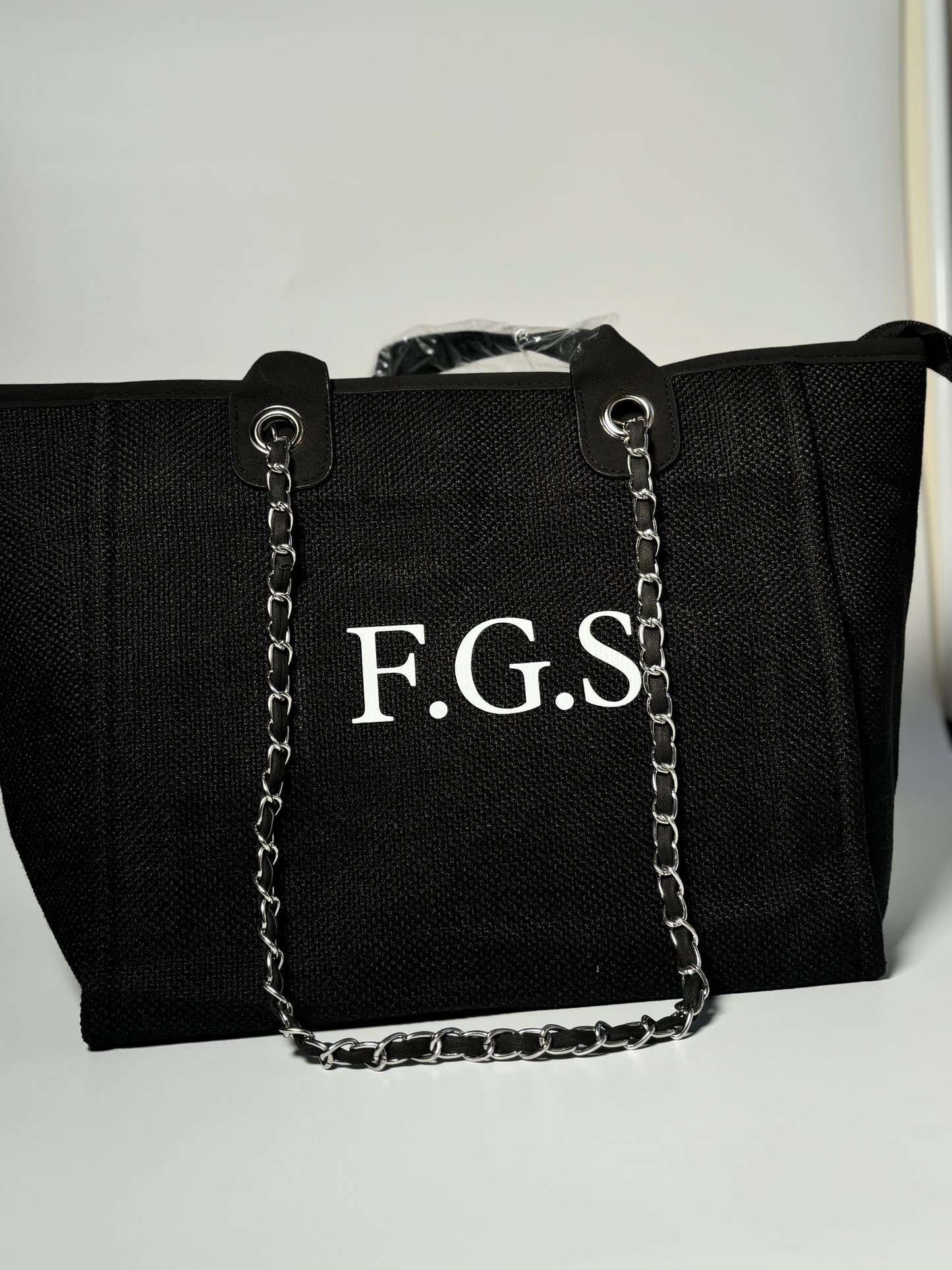 Personalised Initial Tote Bag - Luxury Custom Tote Black