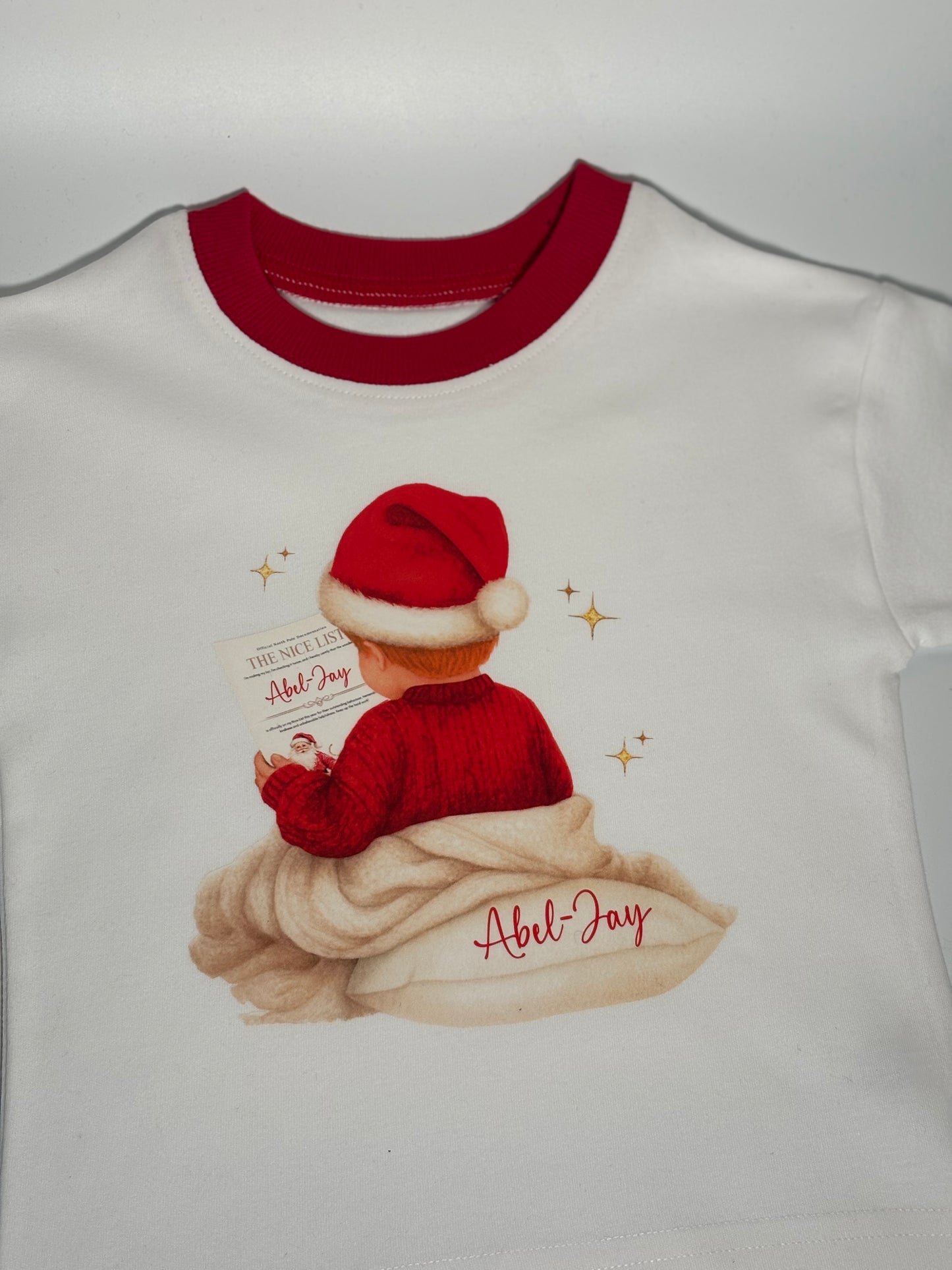 Personalised Christmas PJs for Children – Red & White Set