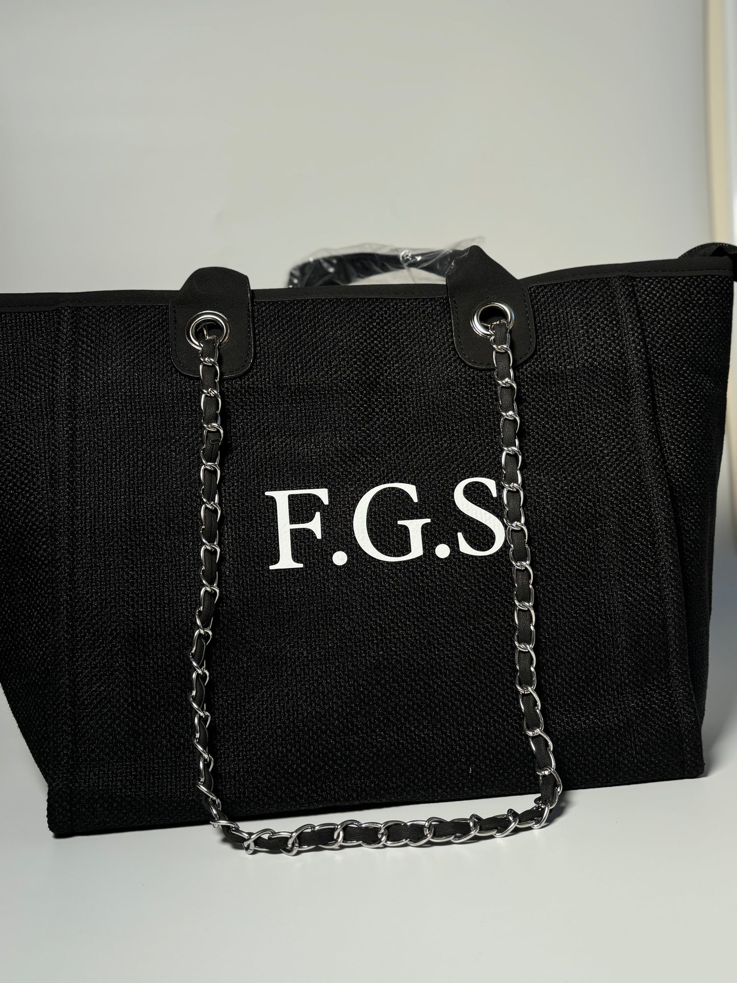 Personalised Initial Tote Bag - Luxury Custom Tote Black