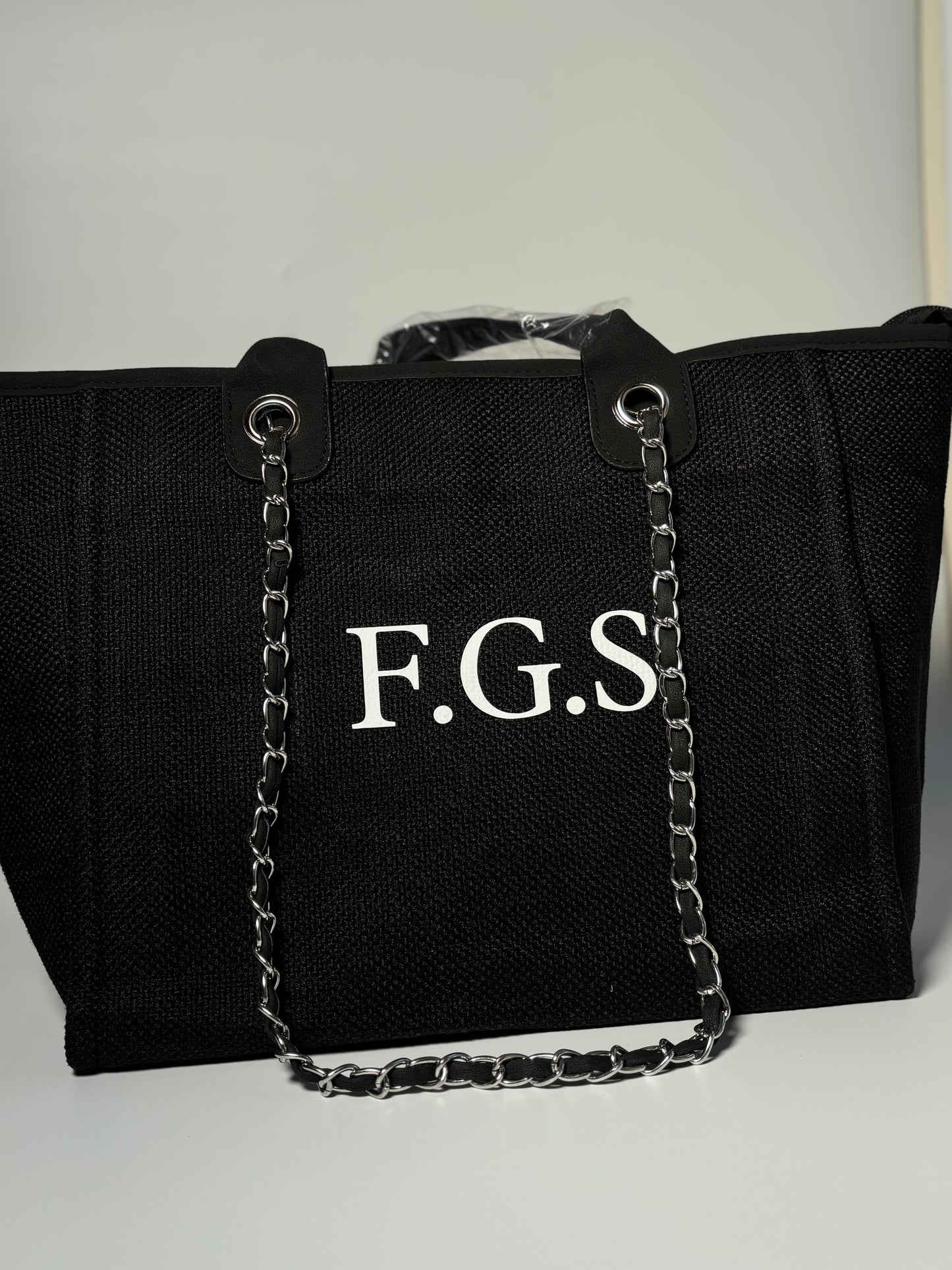 Personalised Initial Tote Bag - Luxury Custom Tote Black
