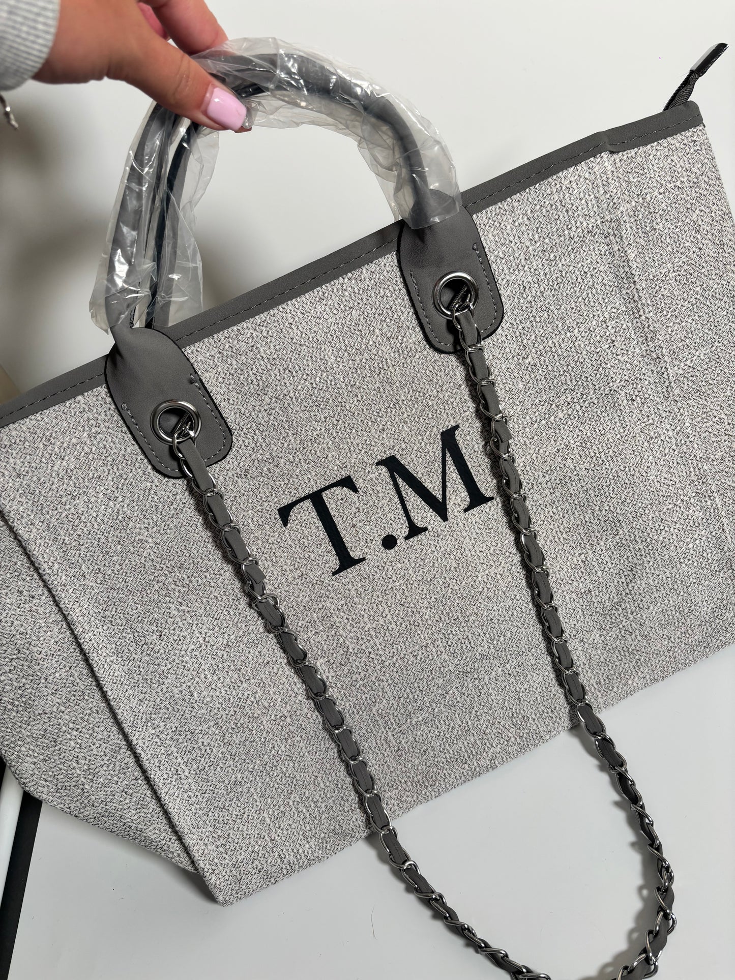 Luxury Personalised Tote Bag - Grey