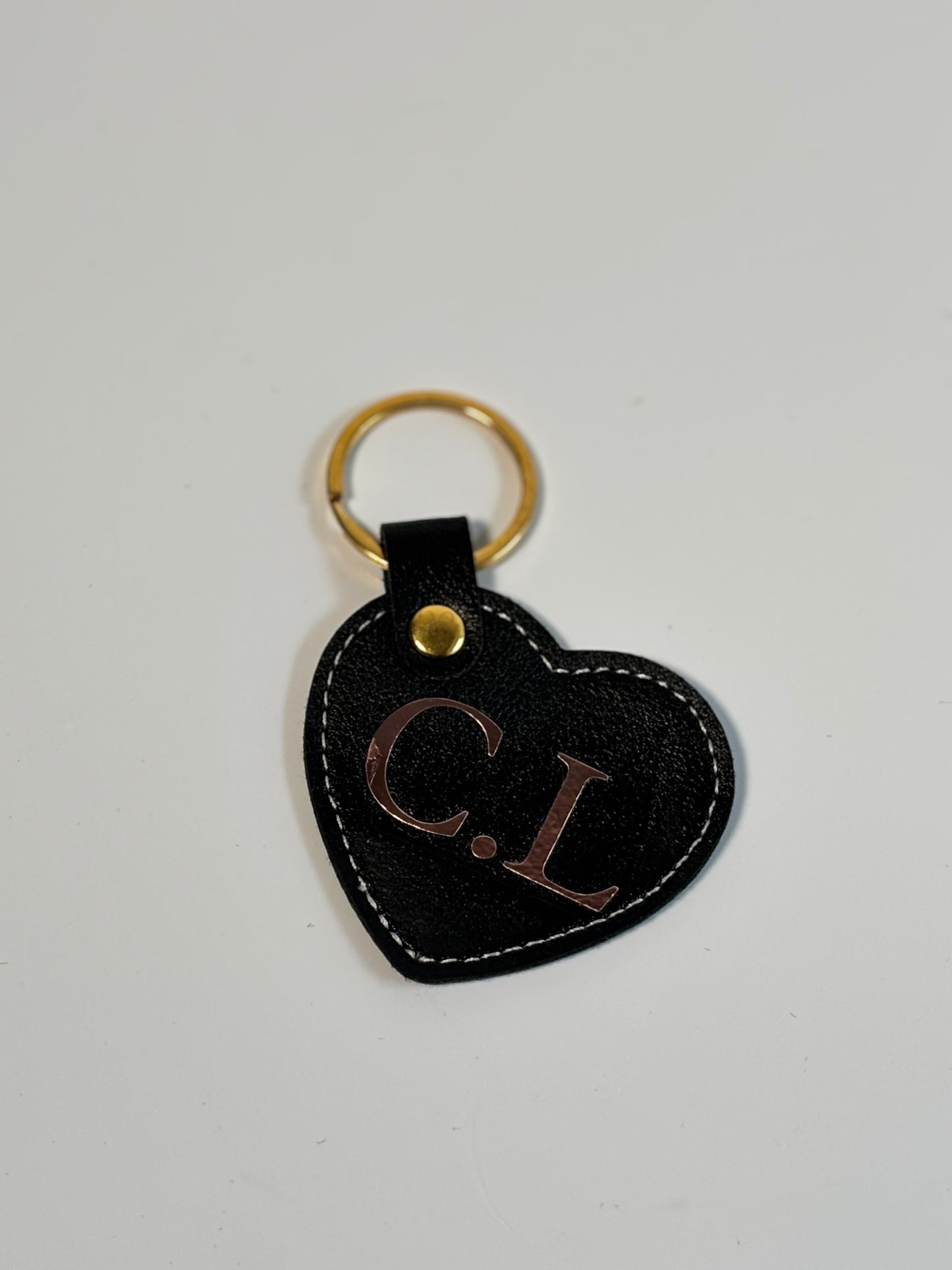 Personalised Faux Leather Heart Keyring