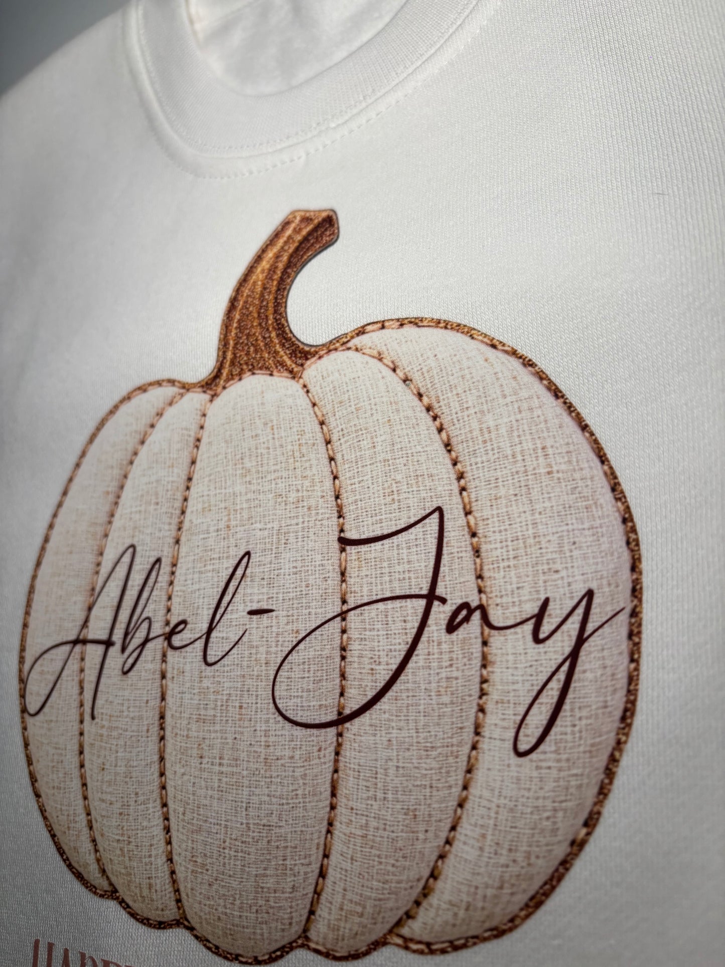 Children’s Happy Halloween Sweatshirt – Personalised Embroidered Effect Pumpkin Design