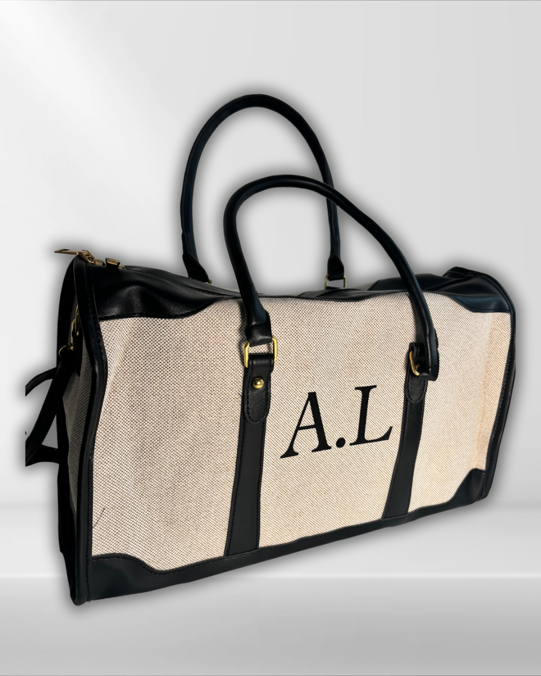 Personalised Initial Canvas Travel Duffle Bag