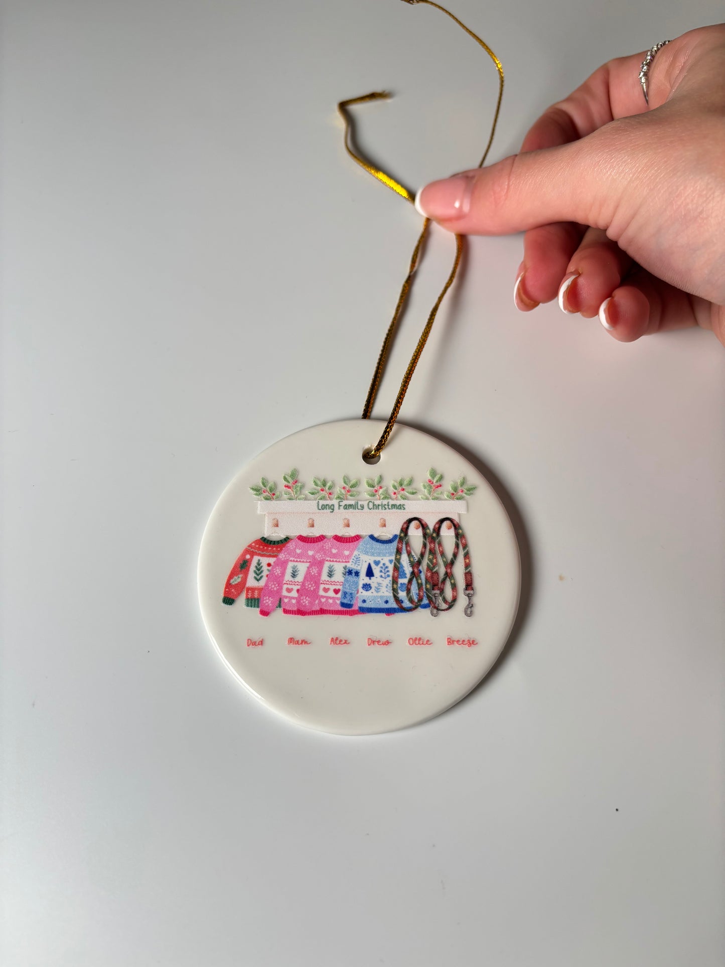 Personalised Family Christmas Jumper Ceramic Bauble