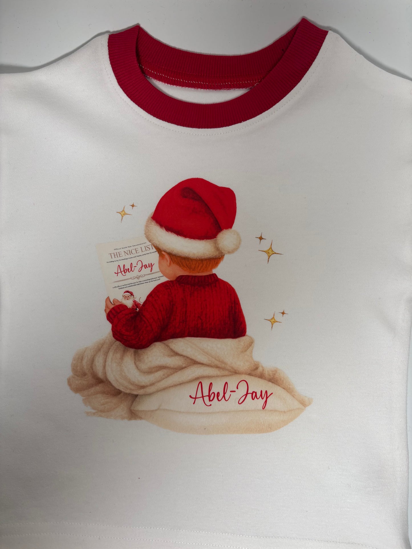 Personalised Christmas PJs for Children – Red & White Set