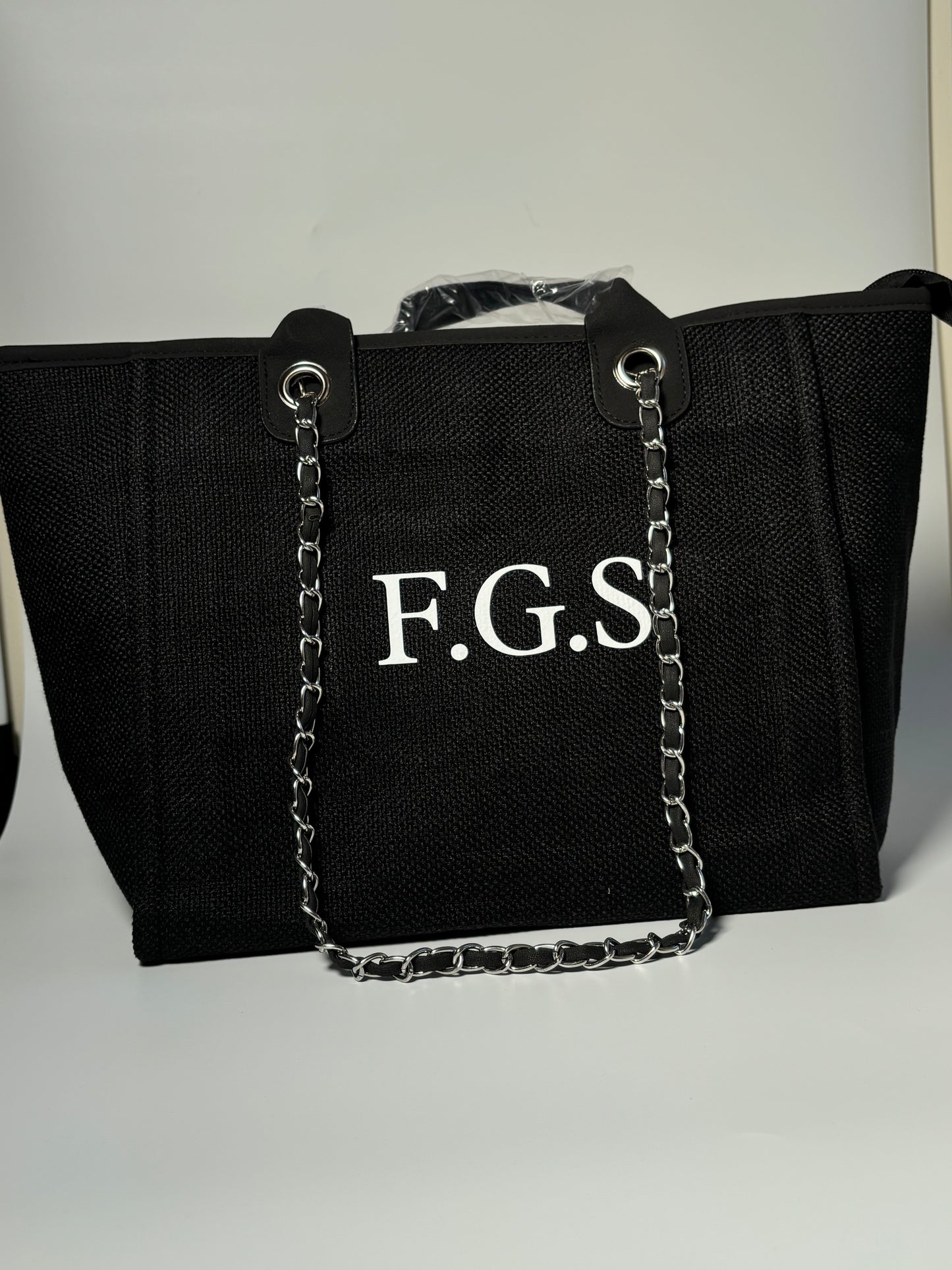 Personalised Initial Tote Bag - Luxury Custom Tote Black