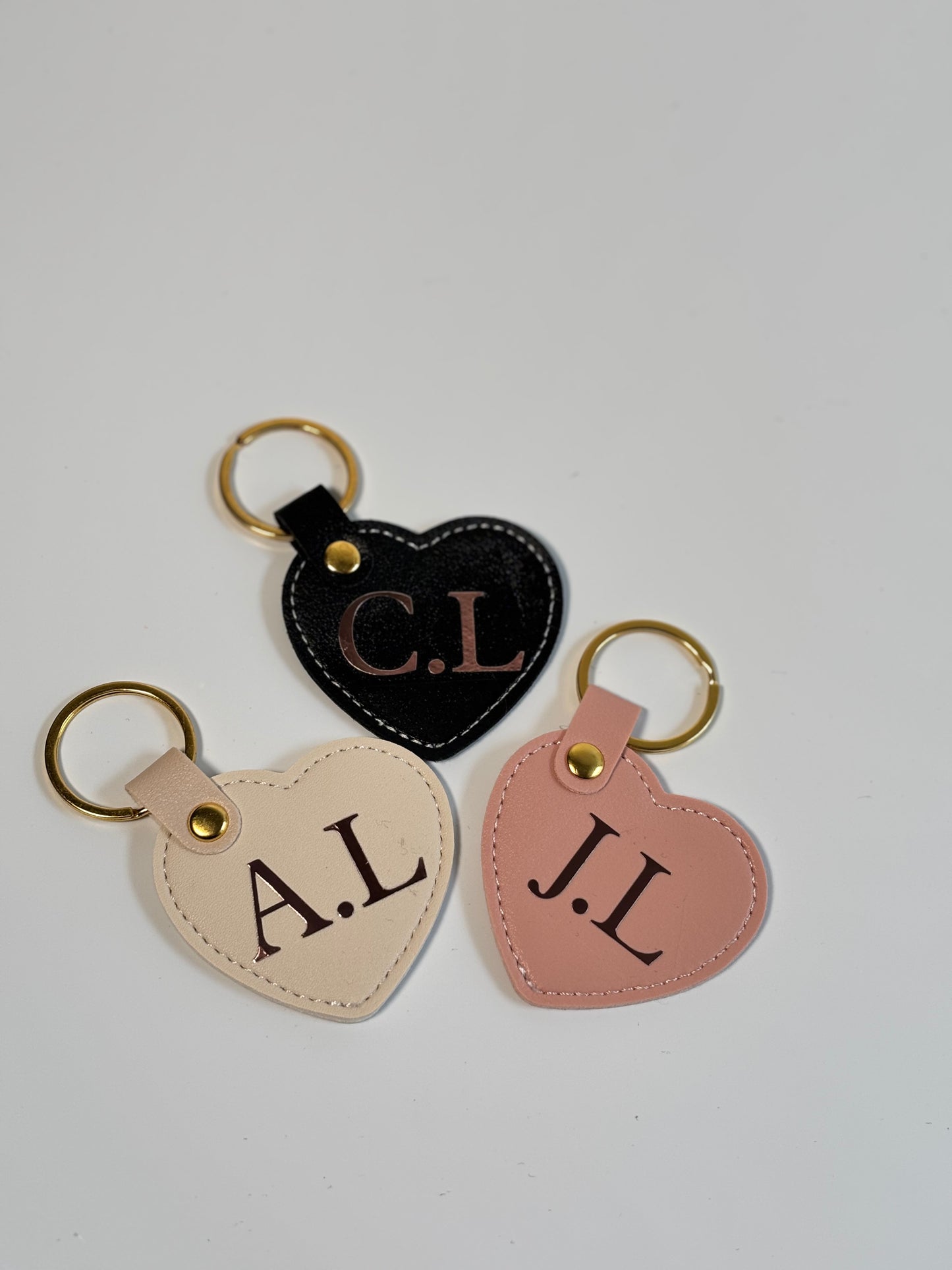 Personalised Faux Leather Heart Keyring