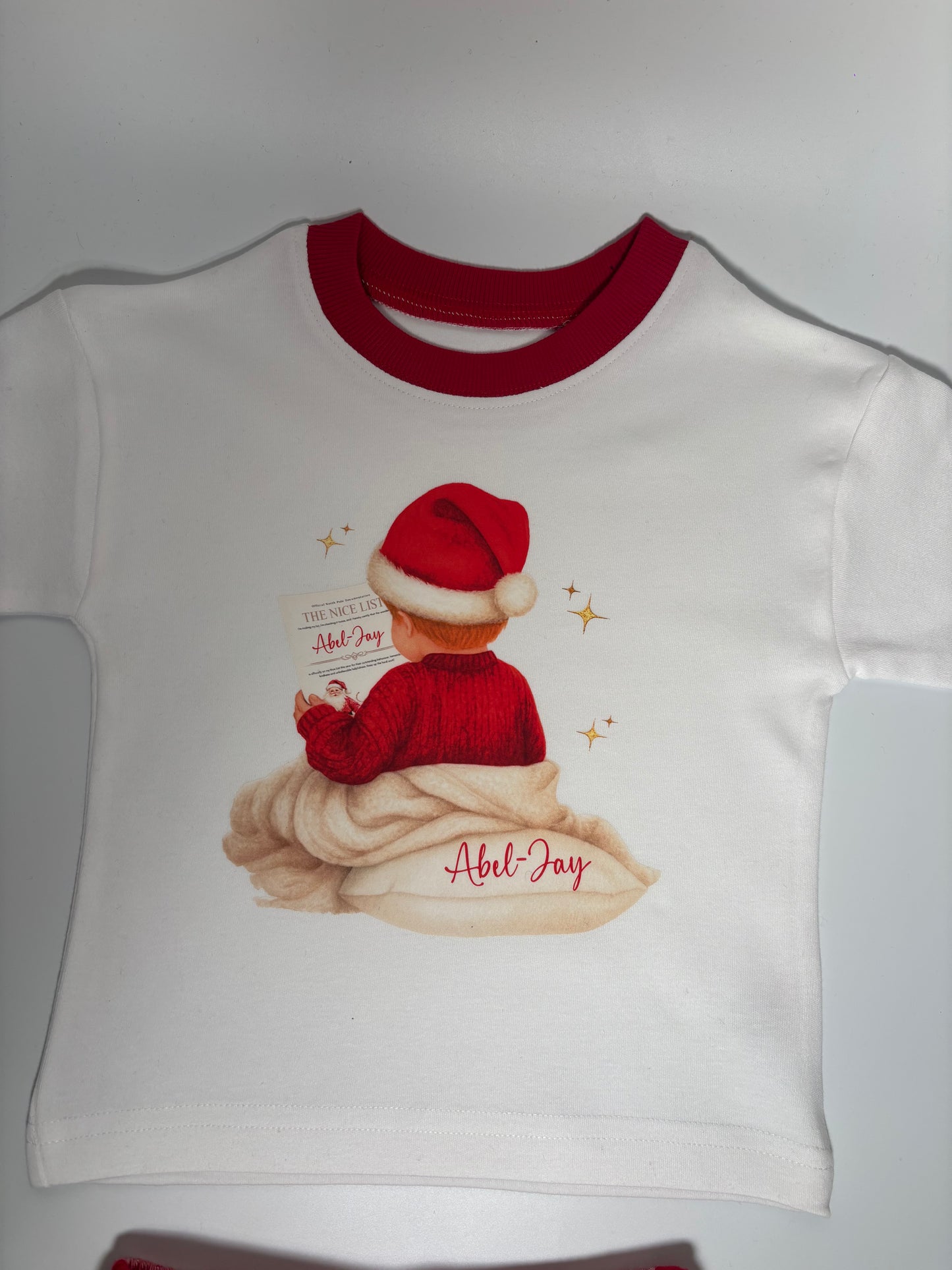 Personalised Christmas PJs for Children – Red & White Set