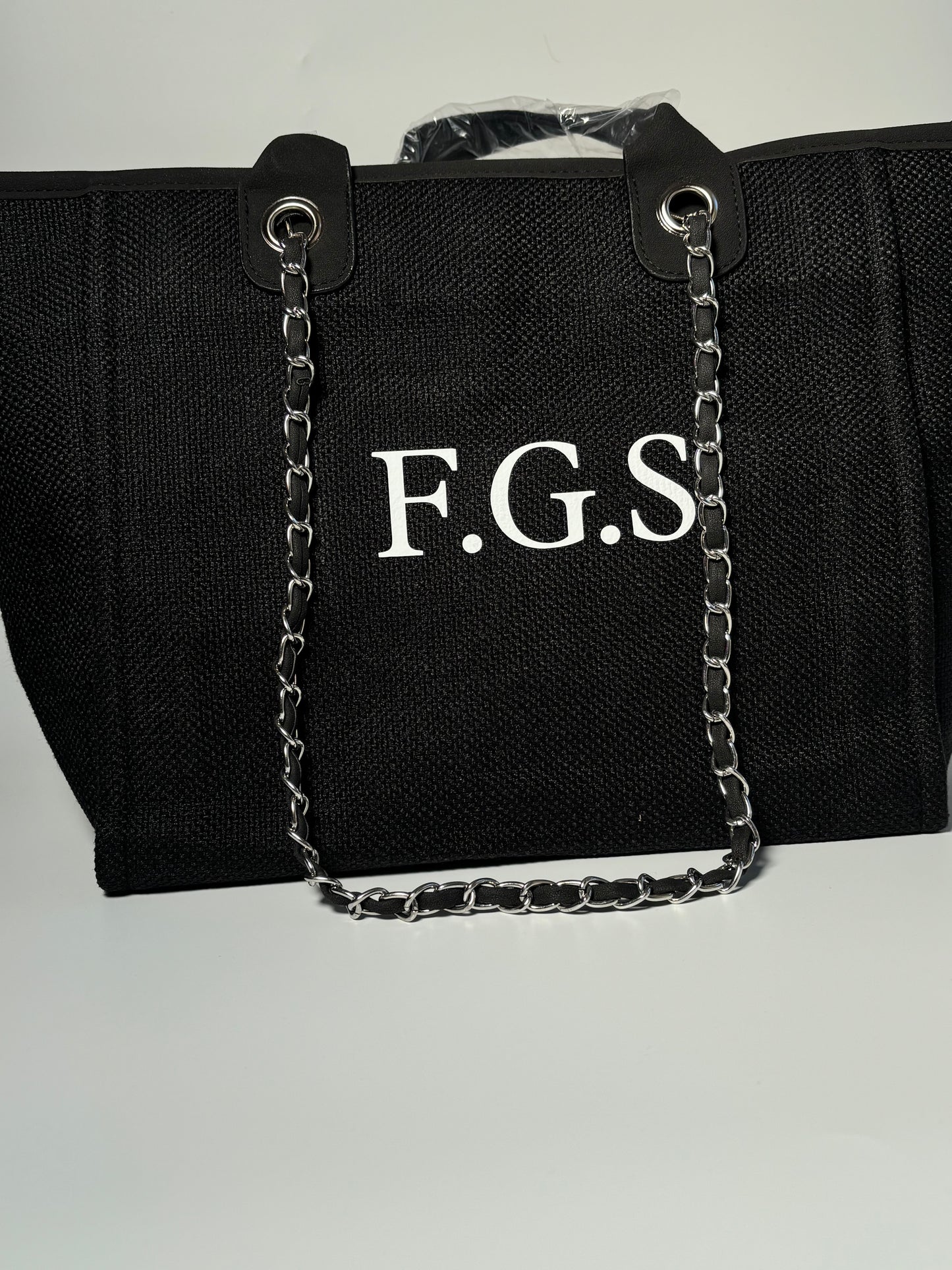 Personalised Initial Tote Bag - Luxury Custom Tote Black