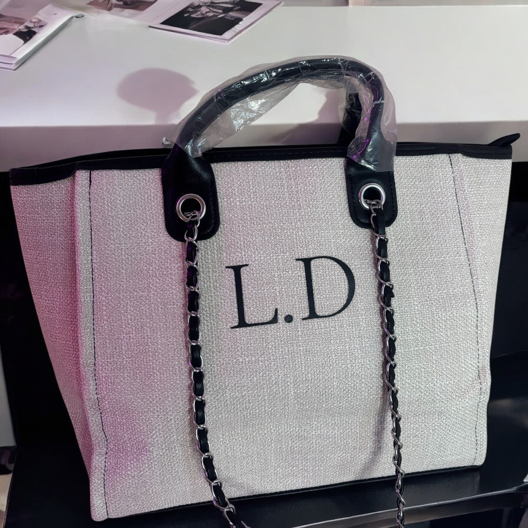 Personalised Initial Tote Bag - Luxury Custom Tote Cream / Black