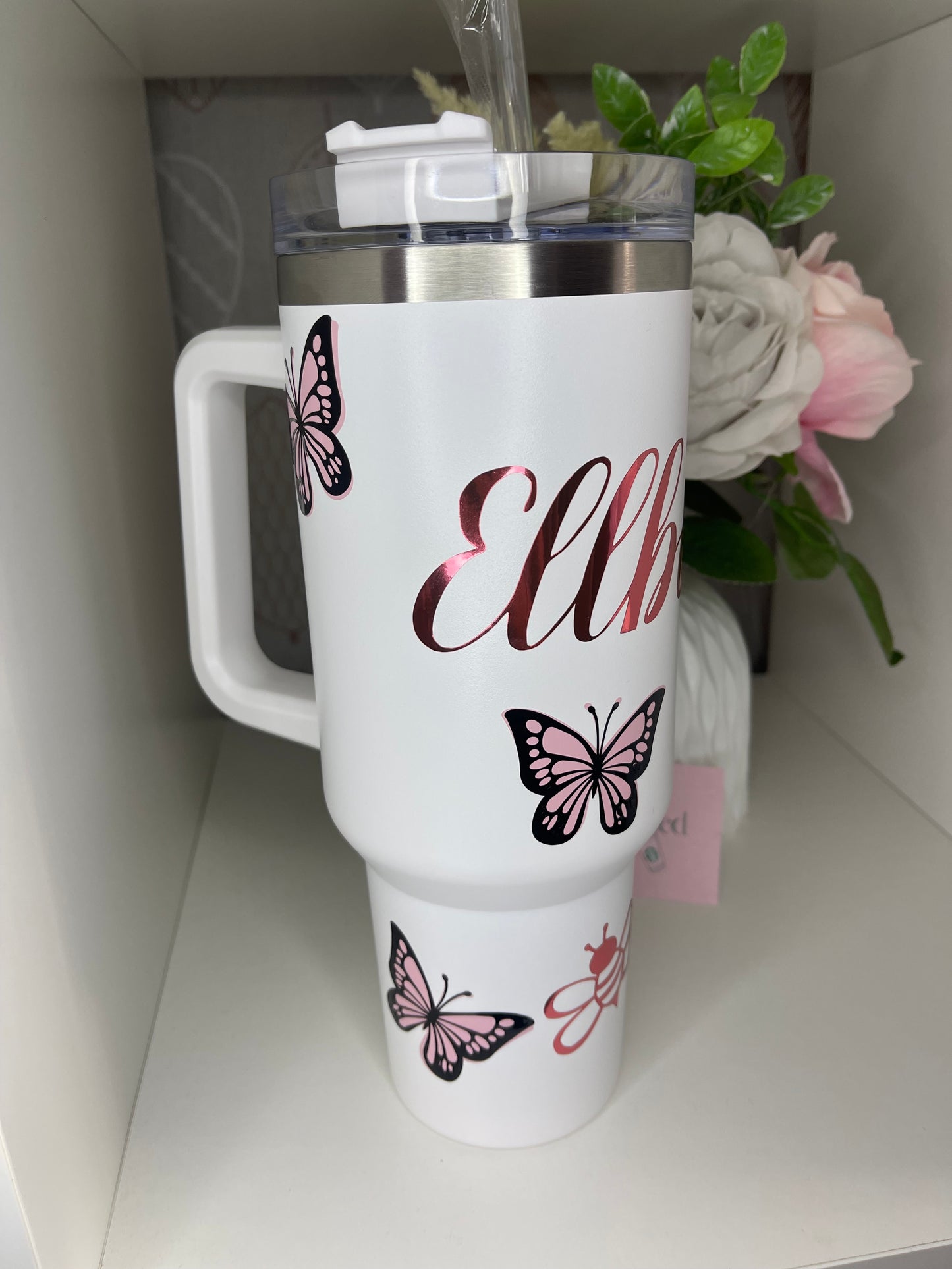 Personalised Bees and Butterflies 40oz Tumbler