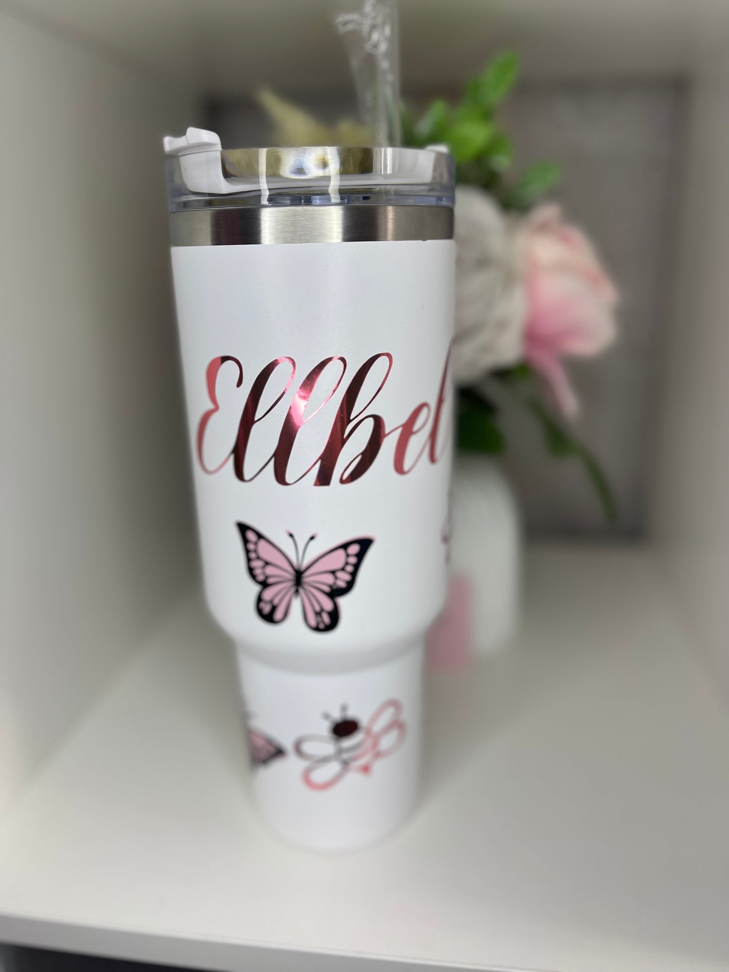 Personalised Bees and Butterflies 40oz Tumbler