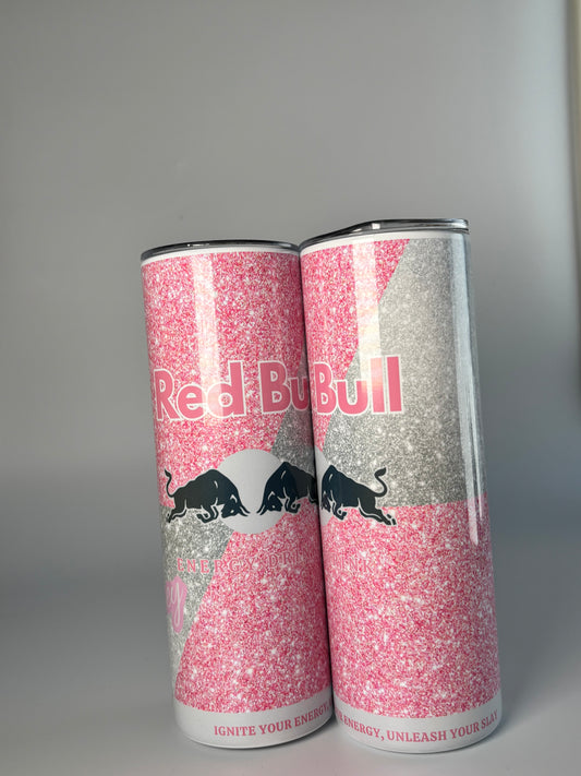 Pink Sparkly Redbull Tumbler Duo