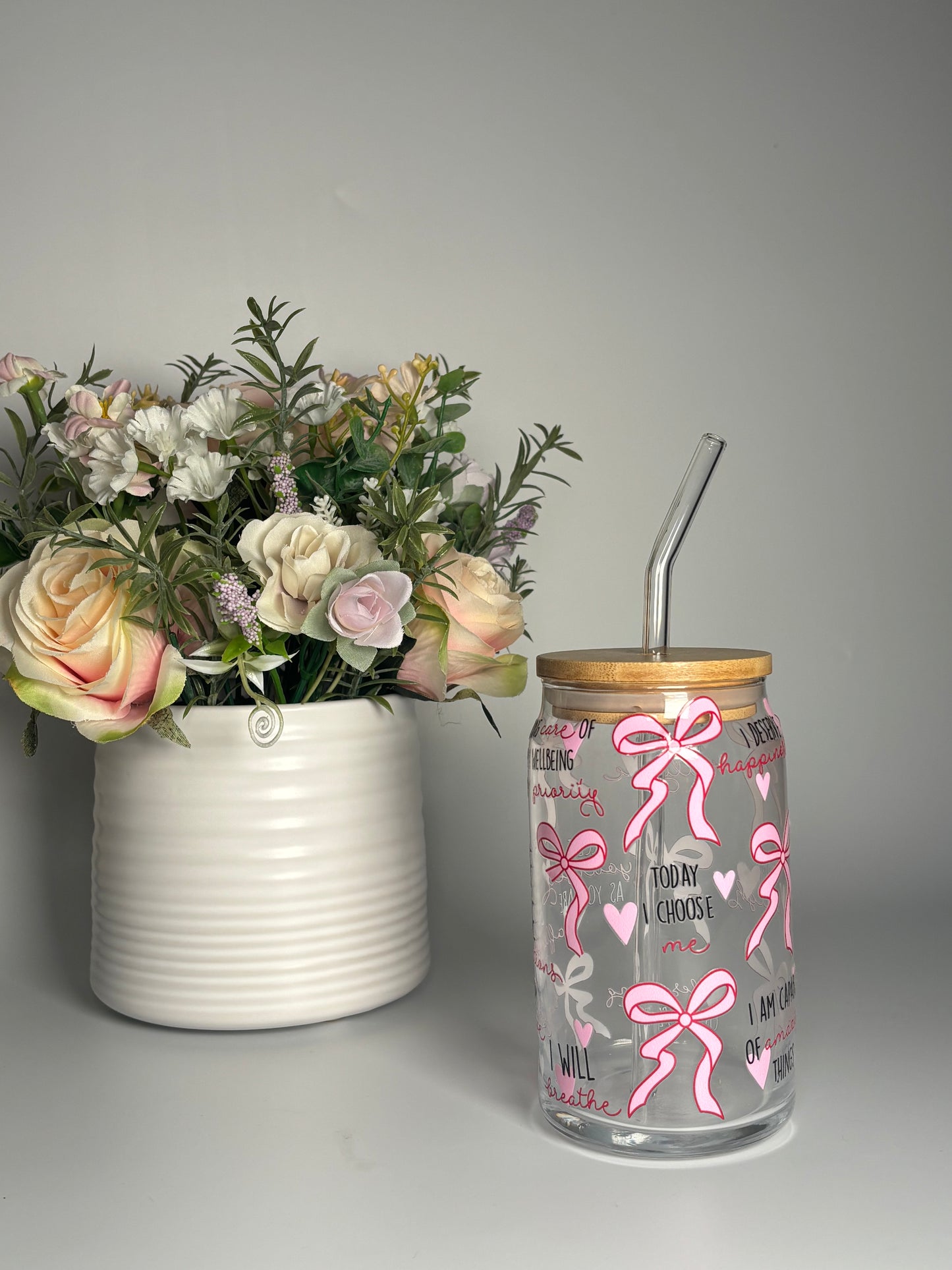 Self Love Affirmation Glass Can Cup