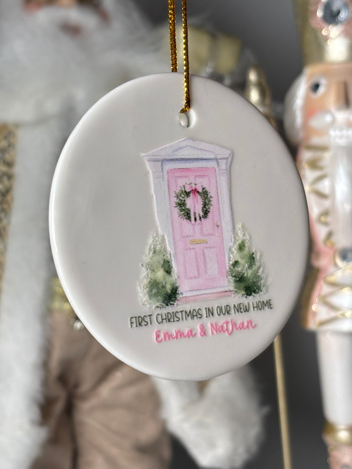 First Christmas in Our New Home” Personalised Ceramic Bauble