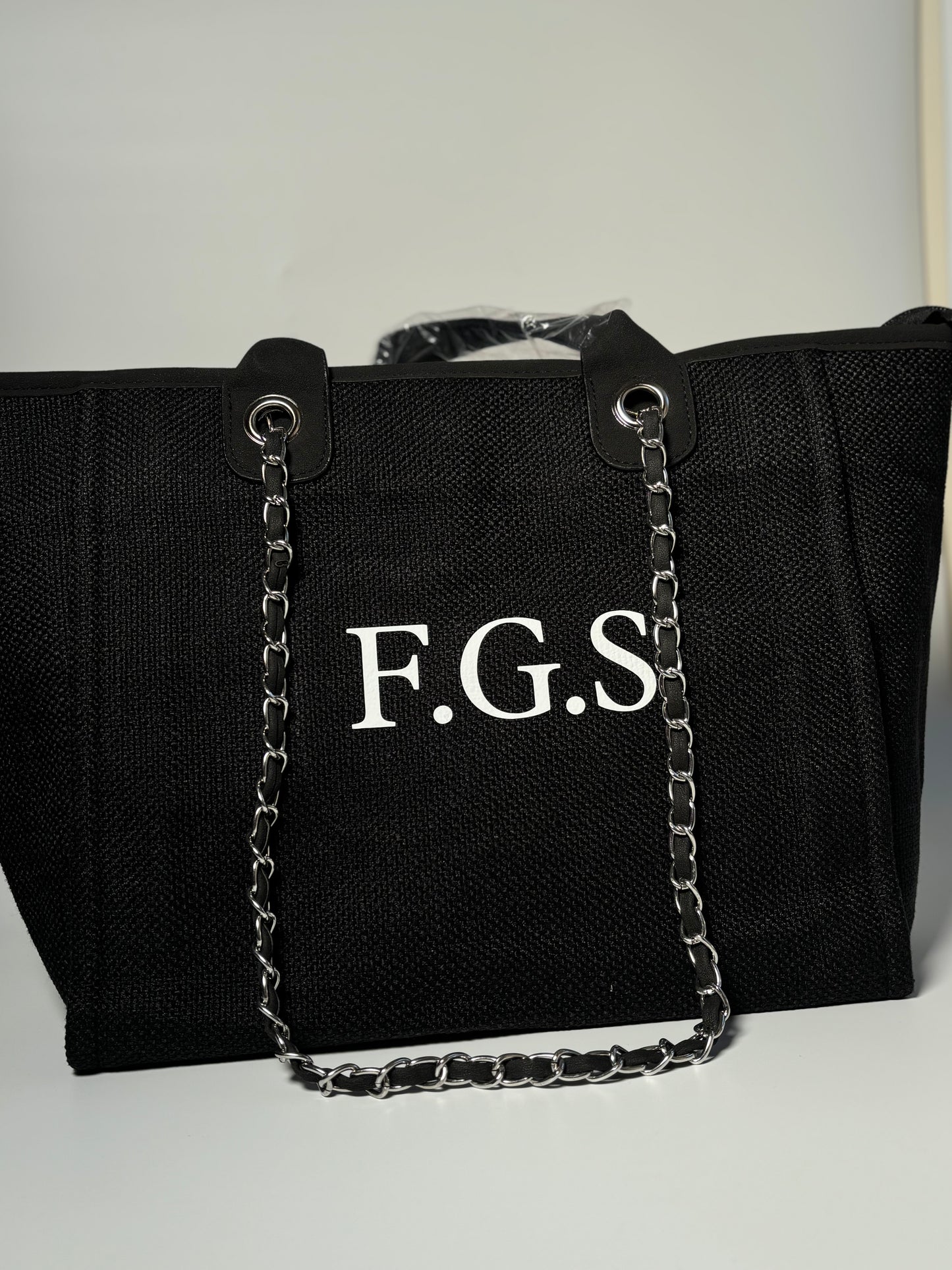 Personalised Initial Tote Bag - Luxury Custom Tote Black