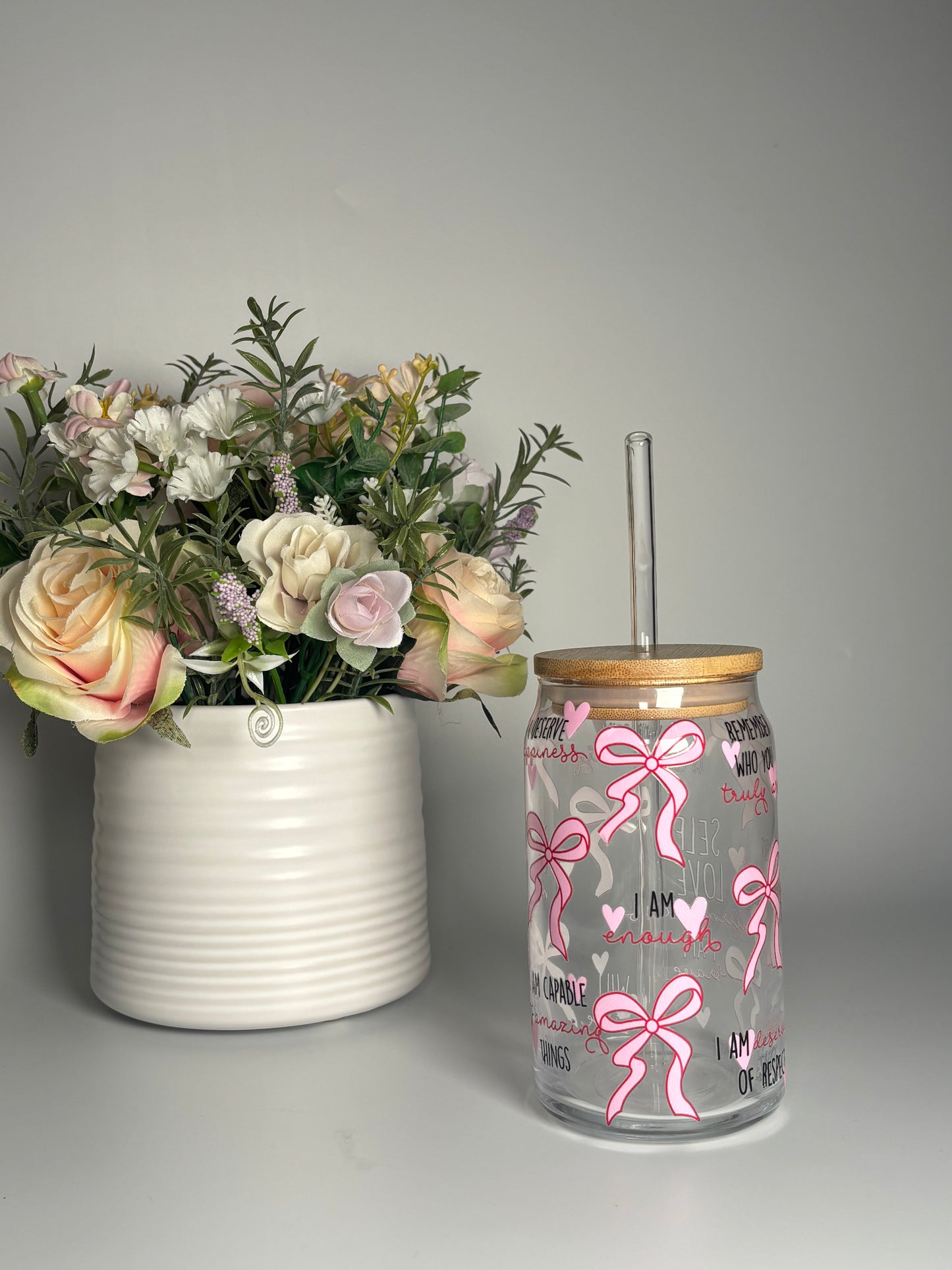 Self Love Affirmation Glass Can Cup