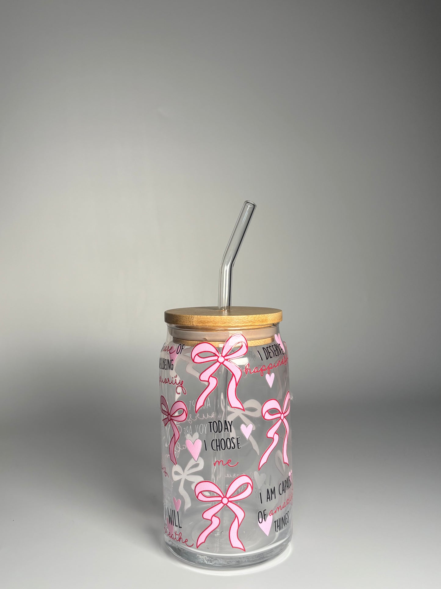 Self Love Affirmation Glass Can Cup