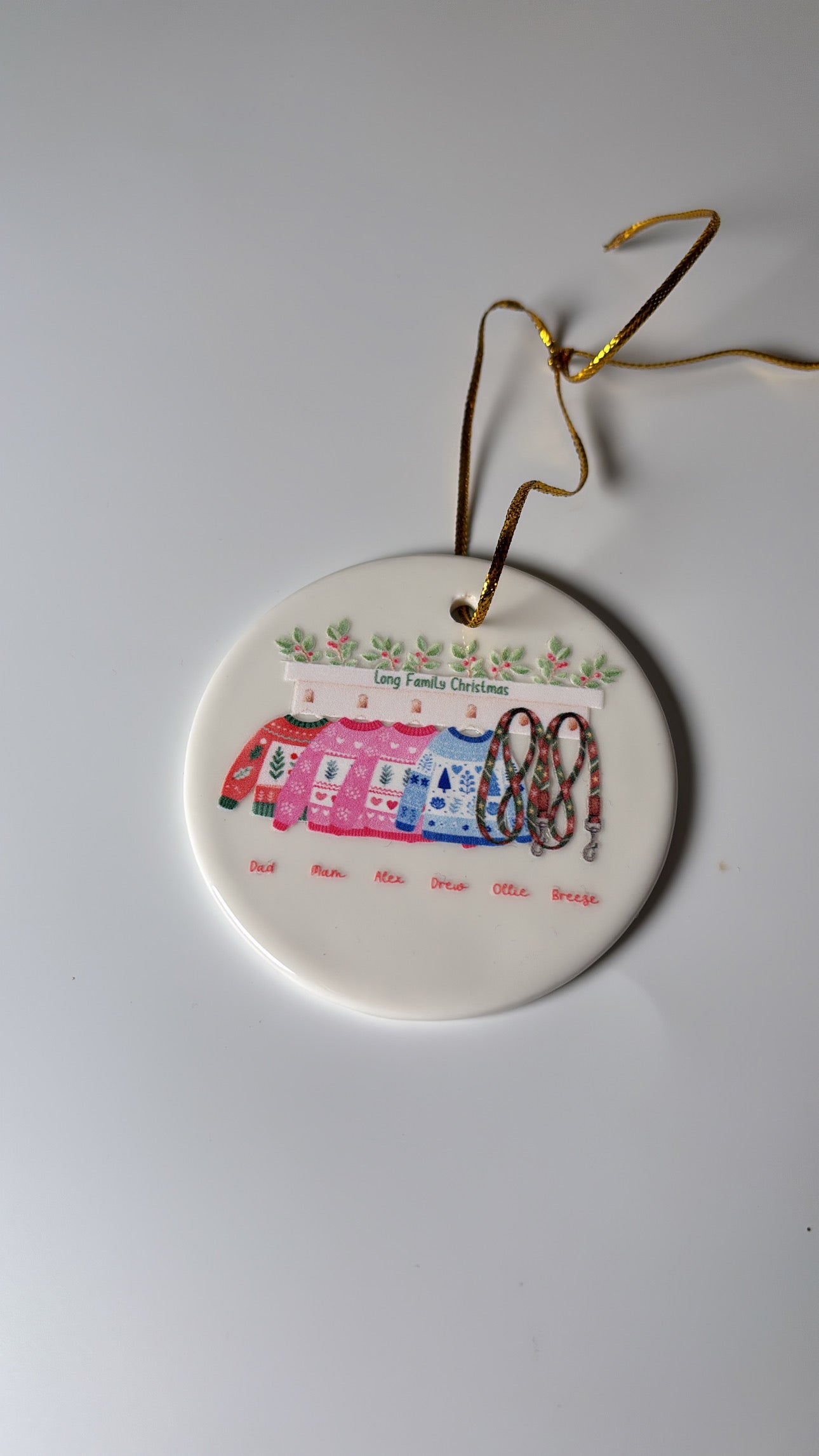 Personalised Family Christmas Jumper Ceramic Bauble