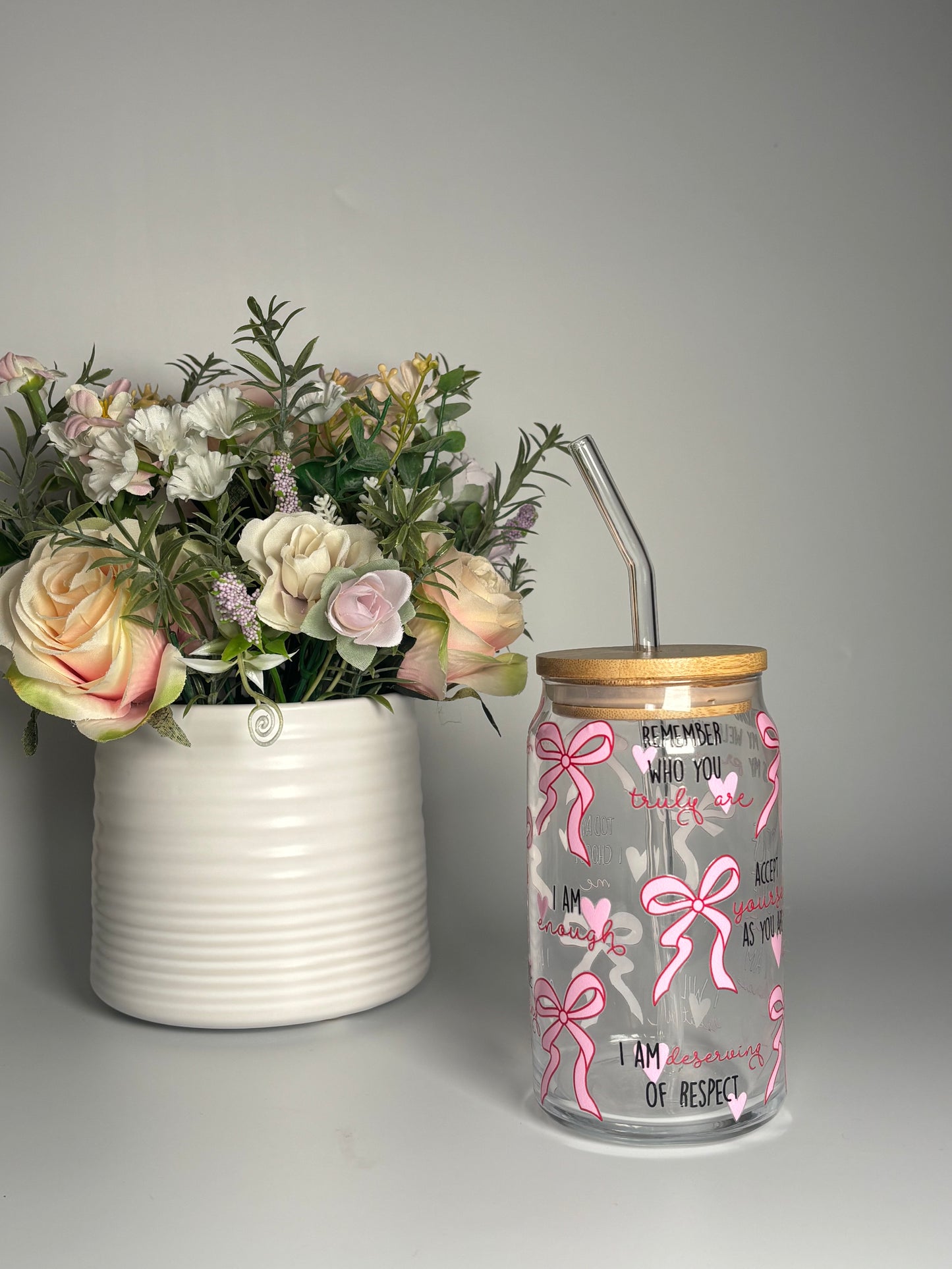 Self Love Affirmation Glass Can Cup