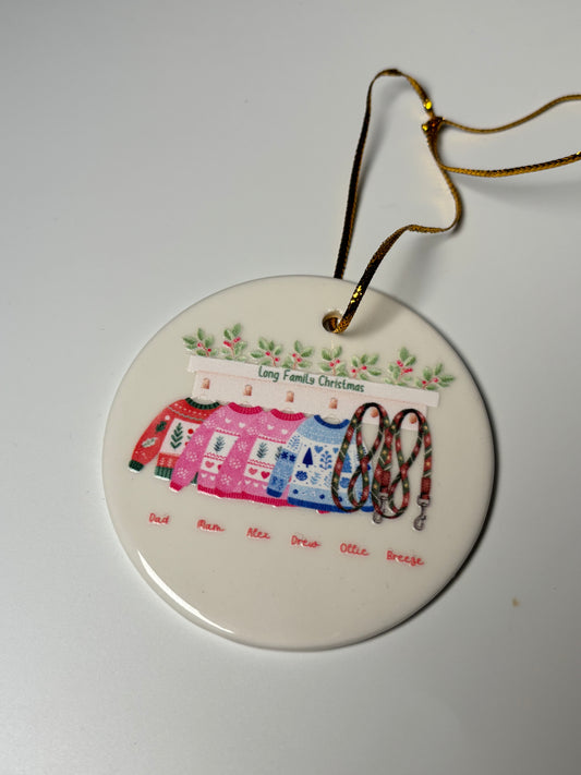 Personalised Family Christmas Jumper Ceramic Bauble