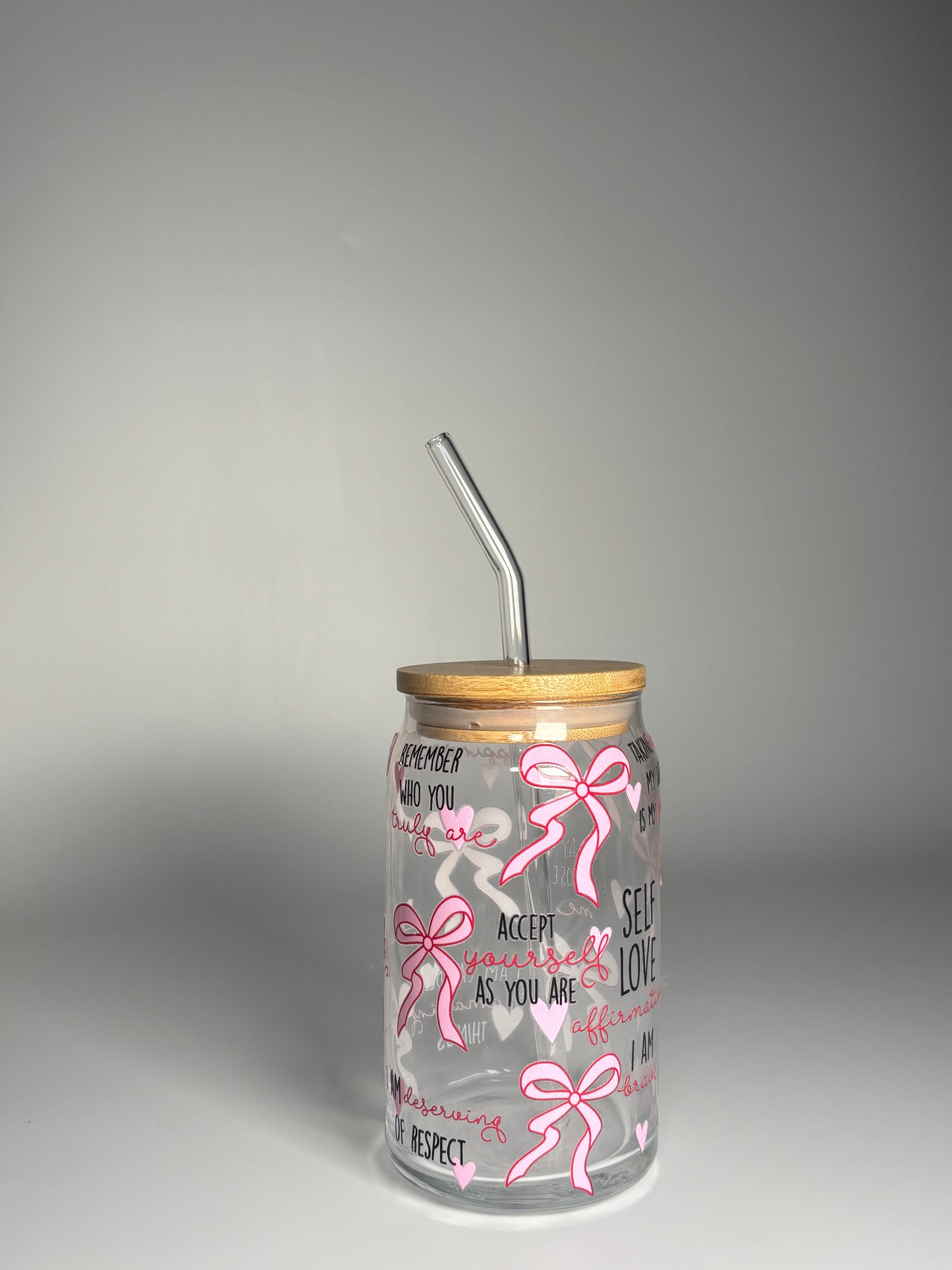 Self Love Affirmation Glass Can Cup
