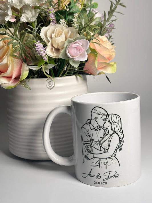 Personalised Couple Line Art Mug