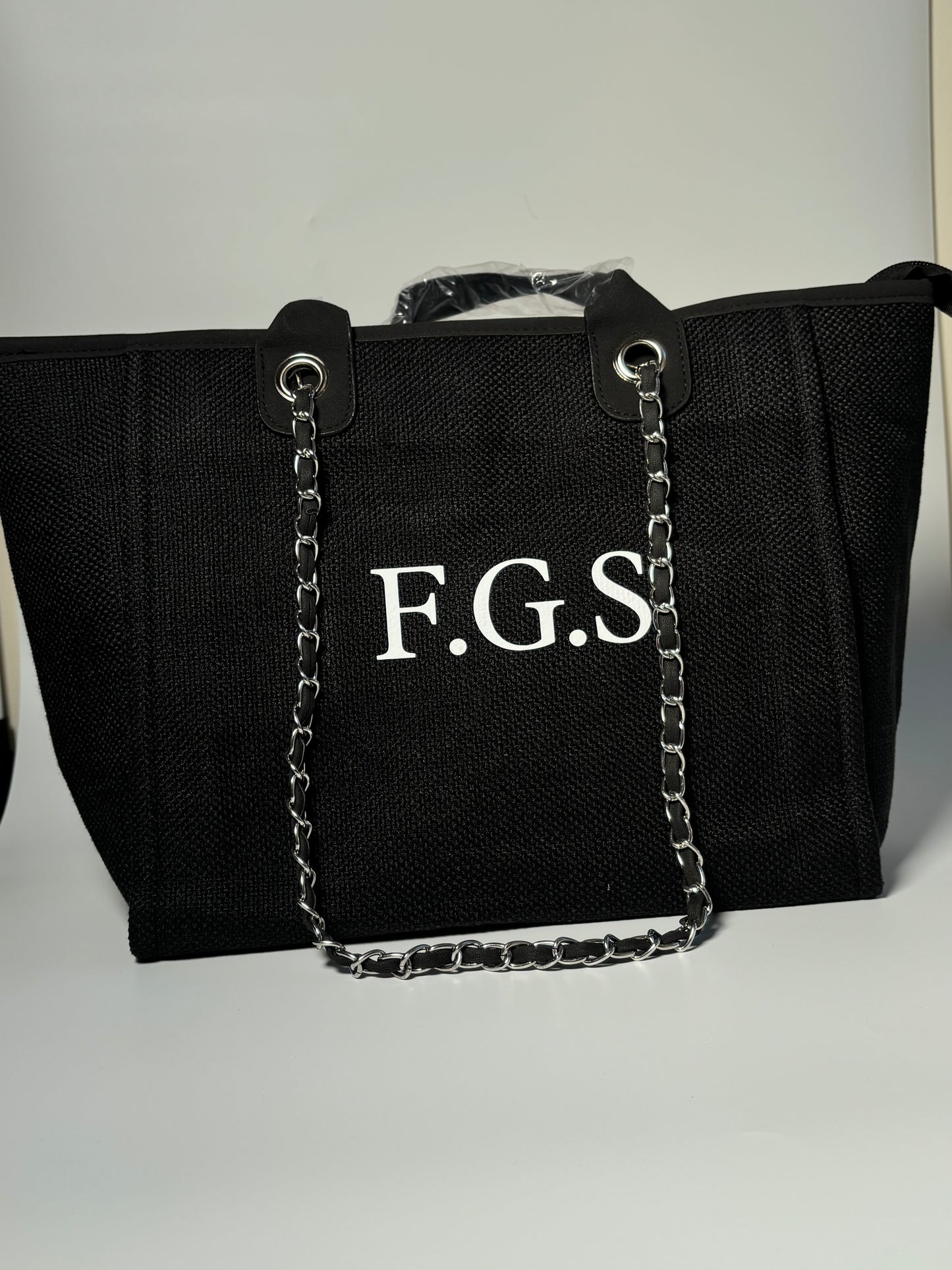 Personalised Initial Tote Bag - Luxury Custom Tote Black