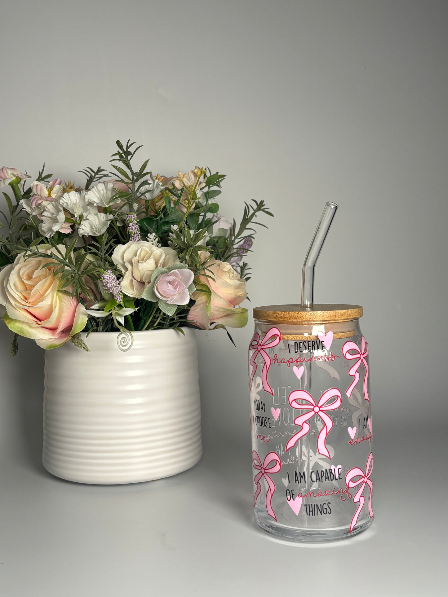 Self Love Affirmation Glass Can Cup