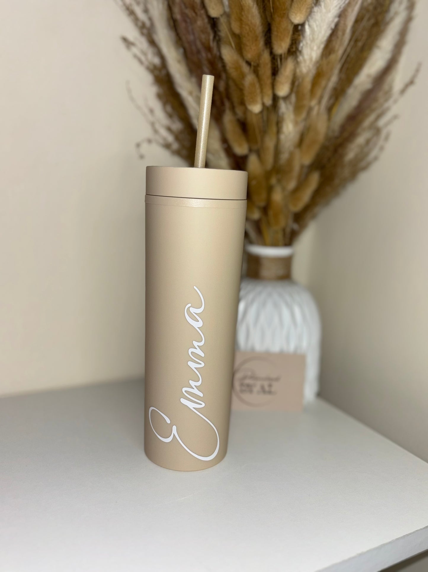 Beige Skinny Tumbler, 16oz