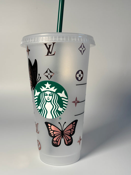 Personalised LV Butterfly Starbucks Cup