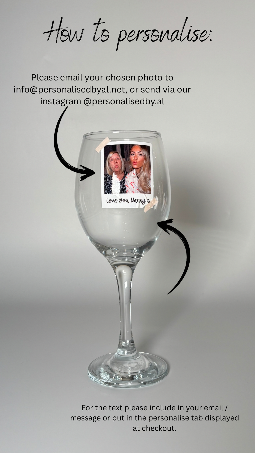 Personalised Polaroid Photo Wine Glass