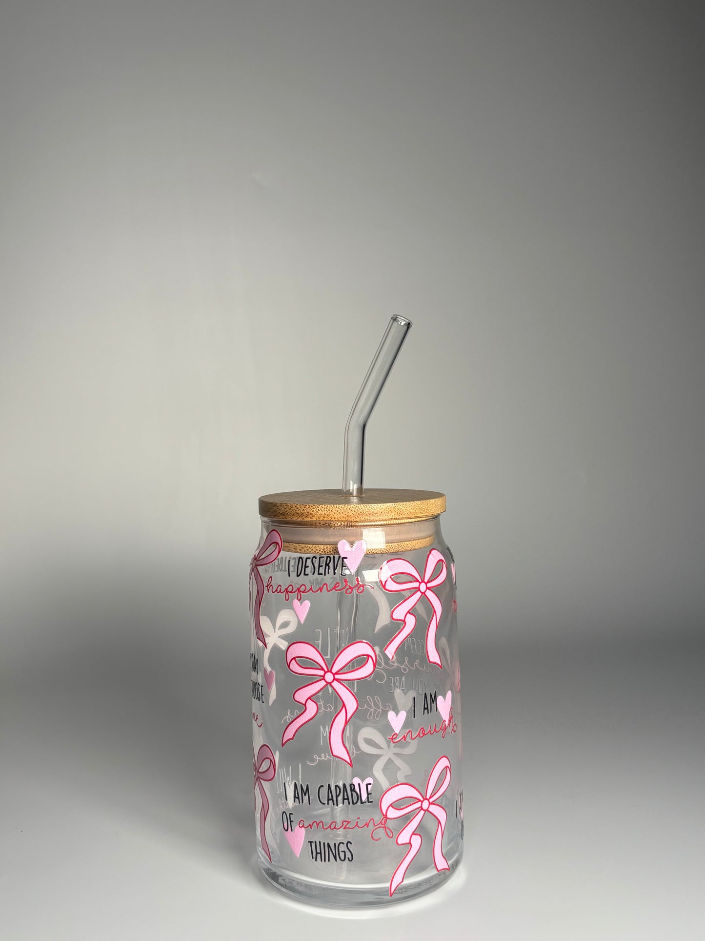 Self Love Affirmation Glass Can Cup