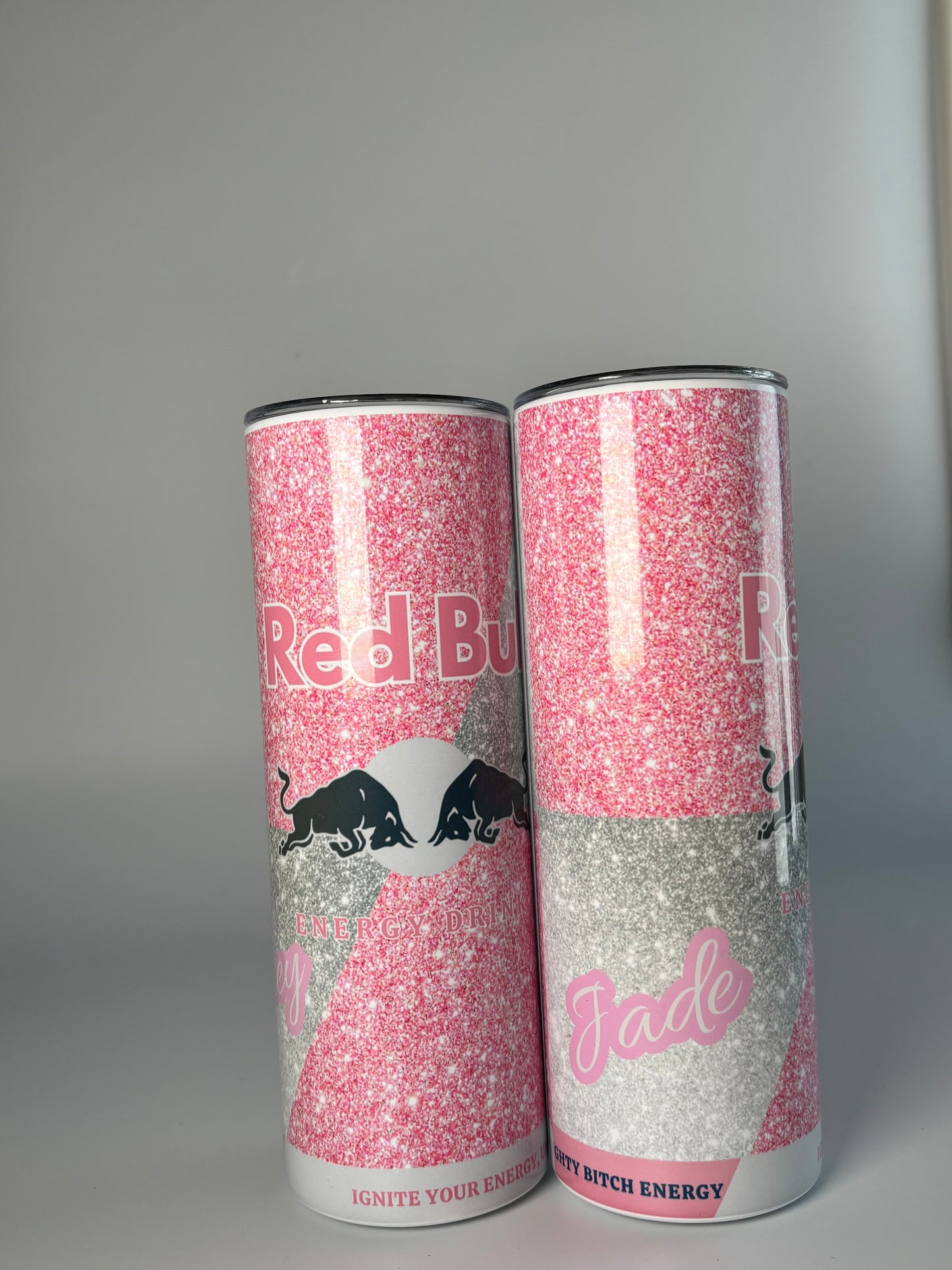 Pink Sparkly Redbull Tumbler Duo