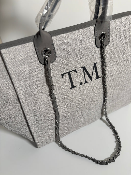 Luxury Personalised Tote Bag - Grey