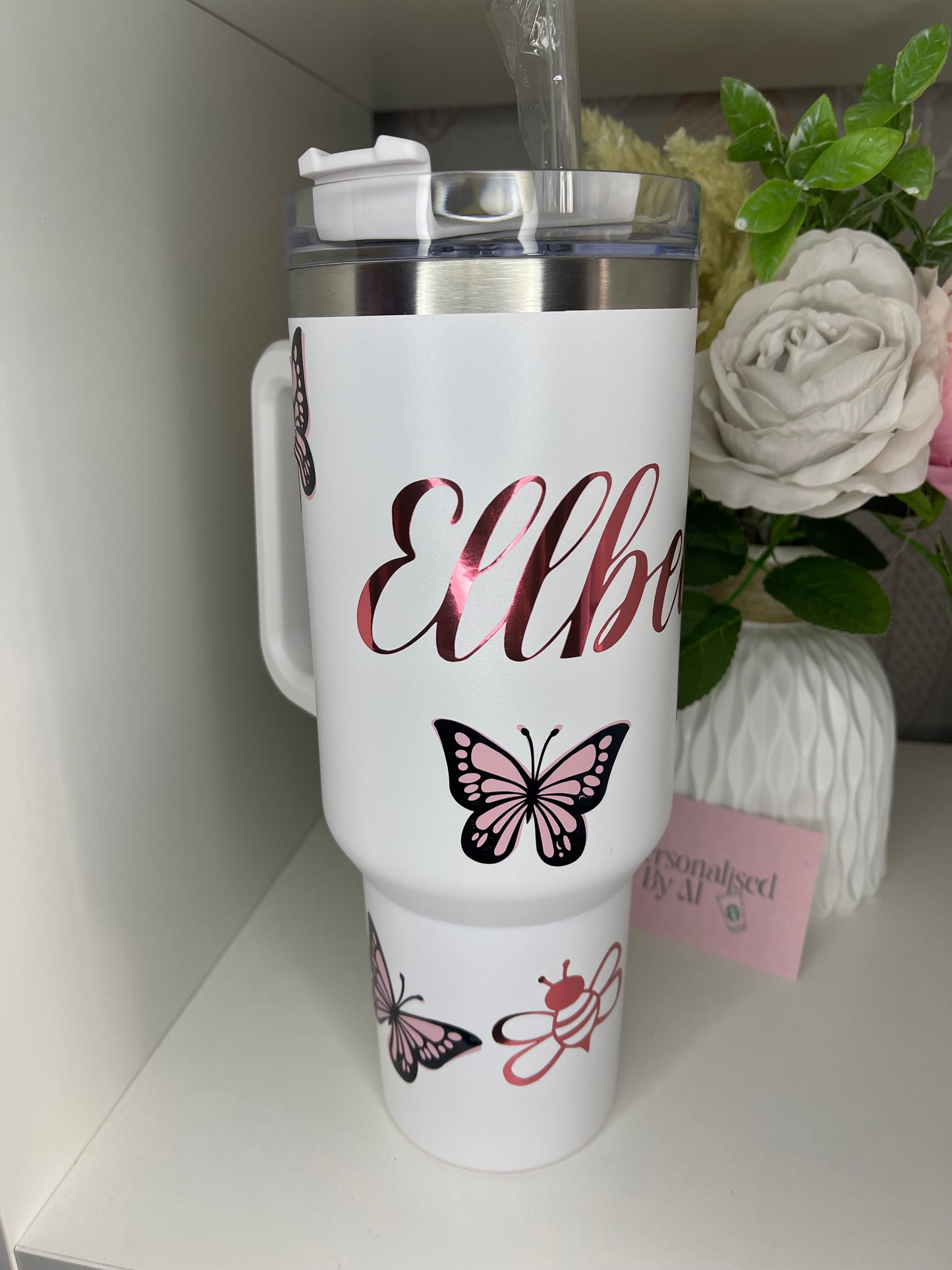Personalised Bees and Butterflies 40oz Tumbler