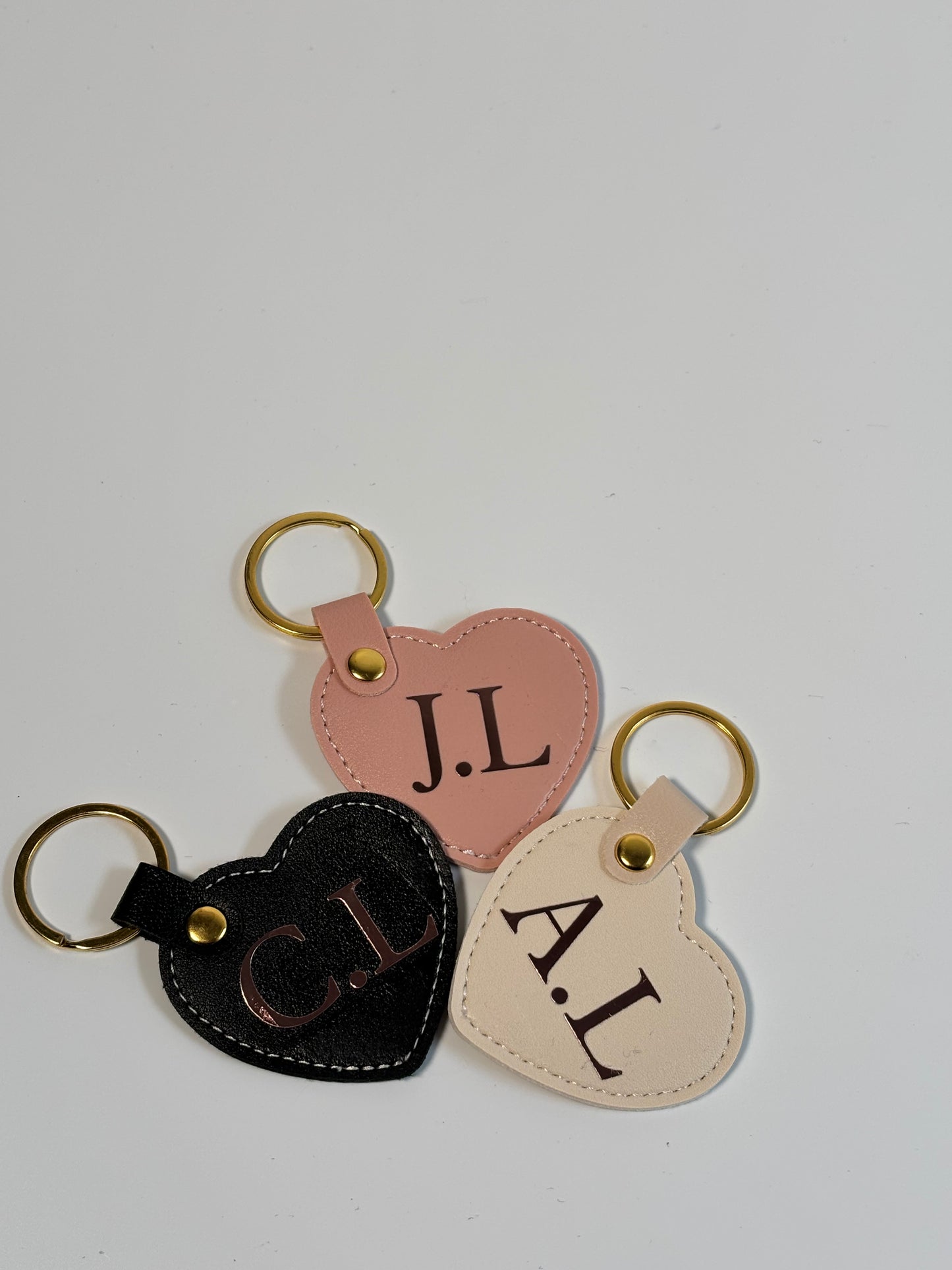 Personalised Faux Leather Heart Keyring