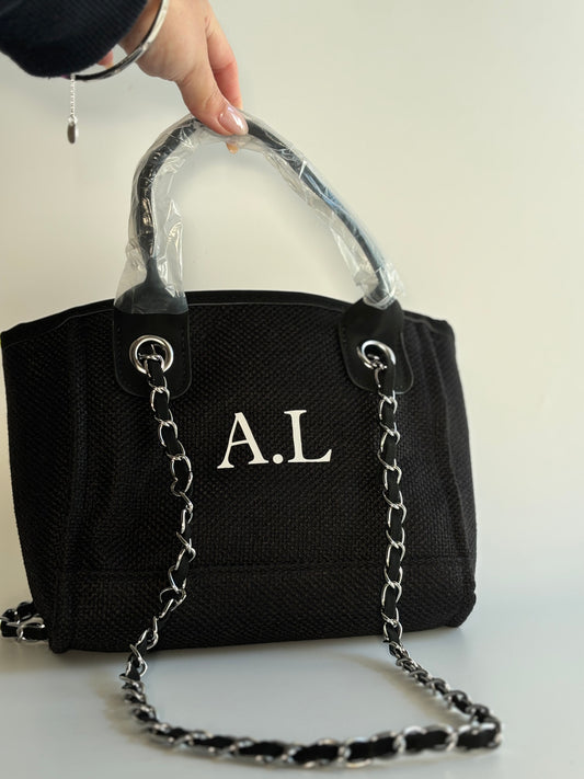 Custom Luxury Mini Canvas Tote Shoulder Bag - Personalised with initials