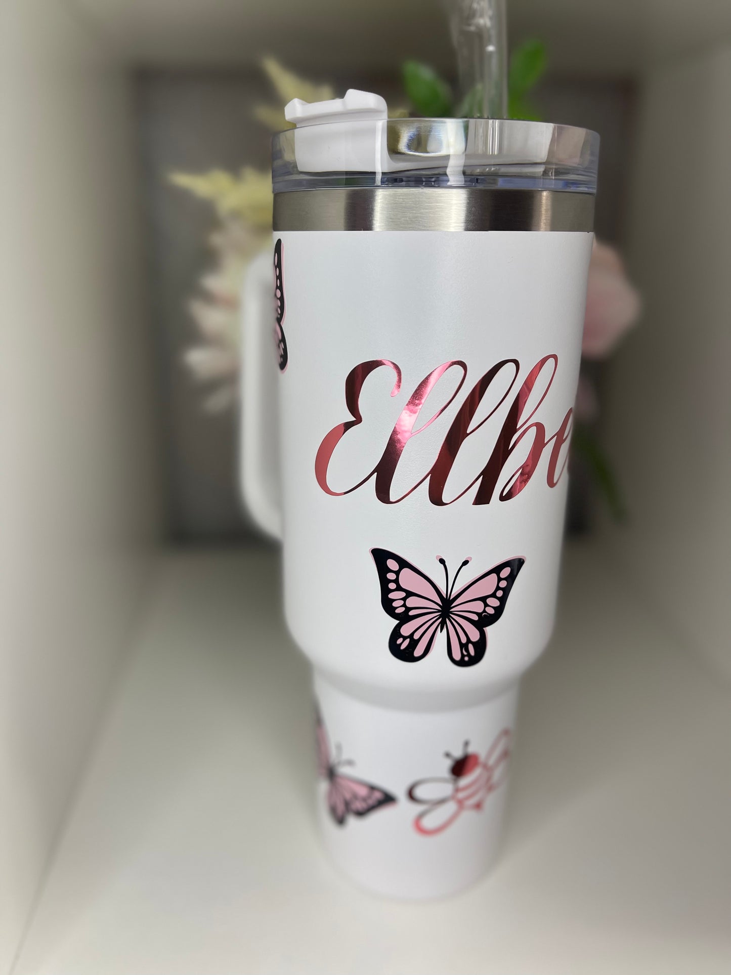 Personalised Bees and Butterflies 40oz Tumbler