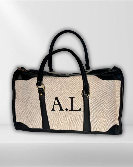 Personalised Initial Canvas Travel Duffle Bag