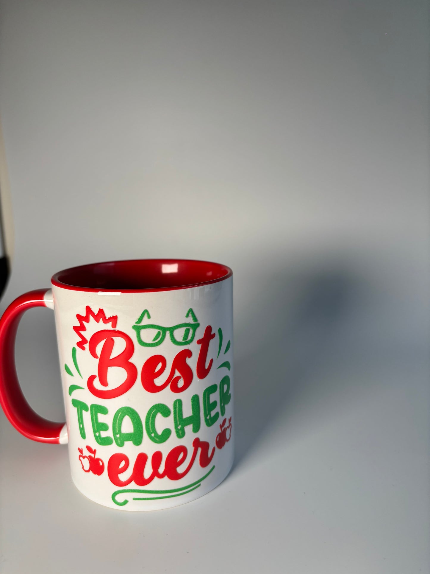 Best Teacher Ever- Ceramic Red Handle Mug