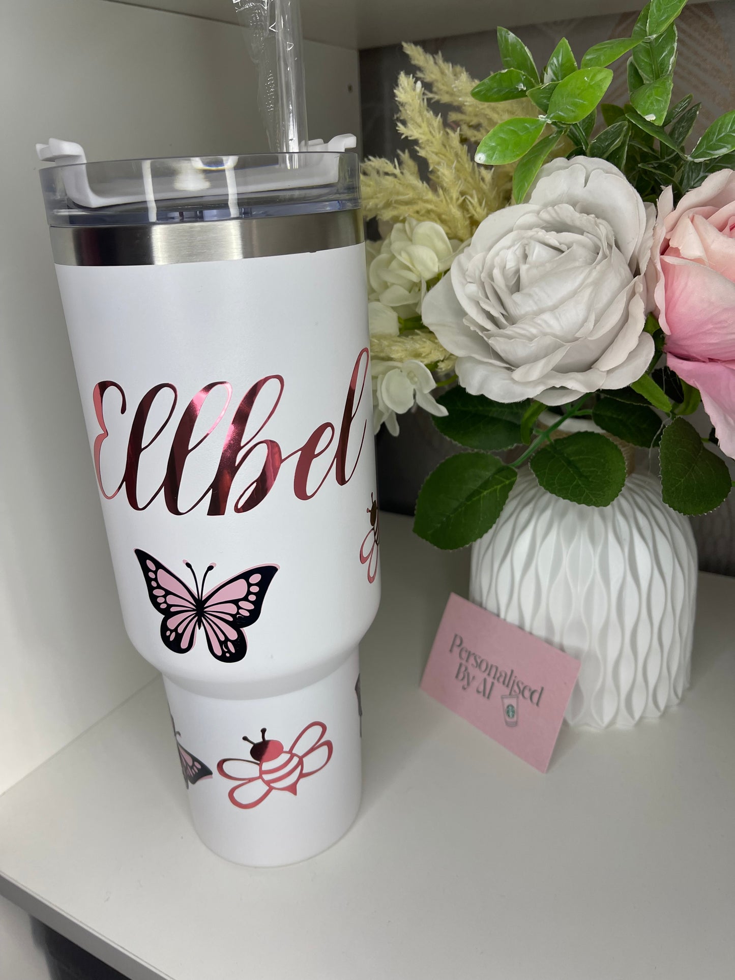 Personalised Bees and Butterflies 40oz Tumbler