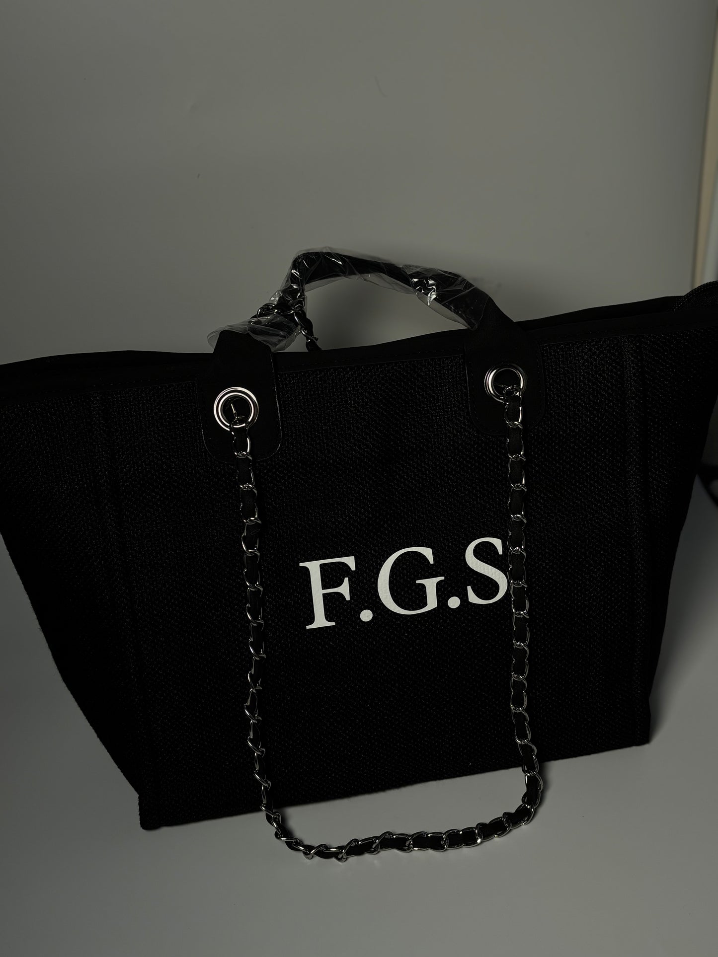 Personalised Initial Tote Bag - Luxury Custom Tote Black