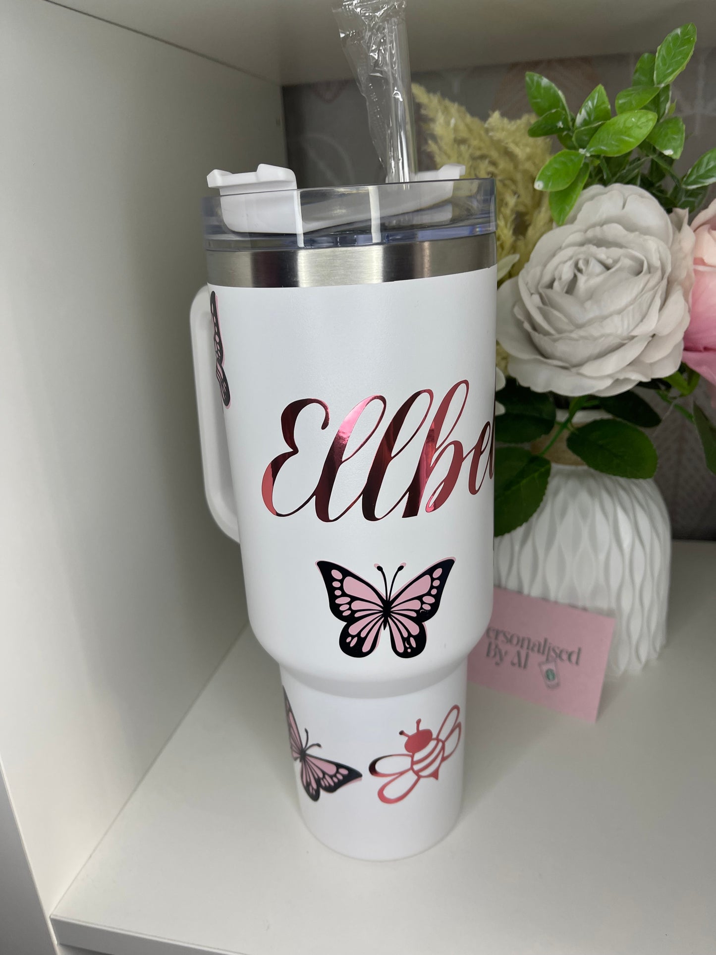 Personalised Bees and Butterflies 40oz Tumbler