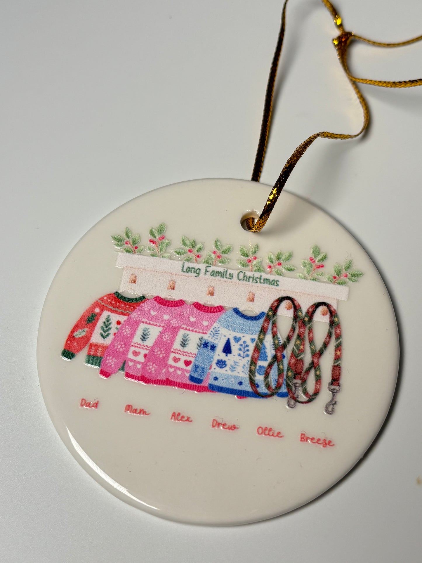Personalised Family Christmas Jumper Ceramic Bauble
