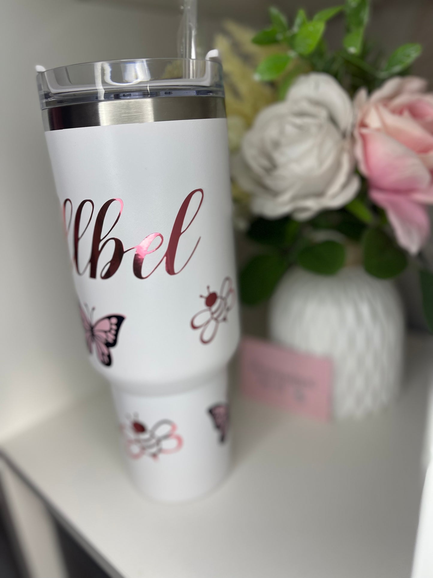 Personalised Bees and Butterflies 40oz Tumbler