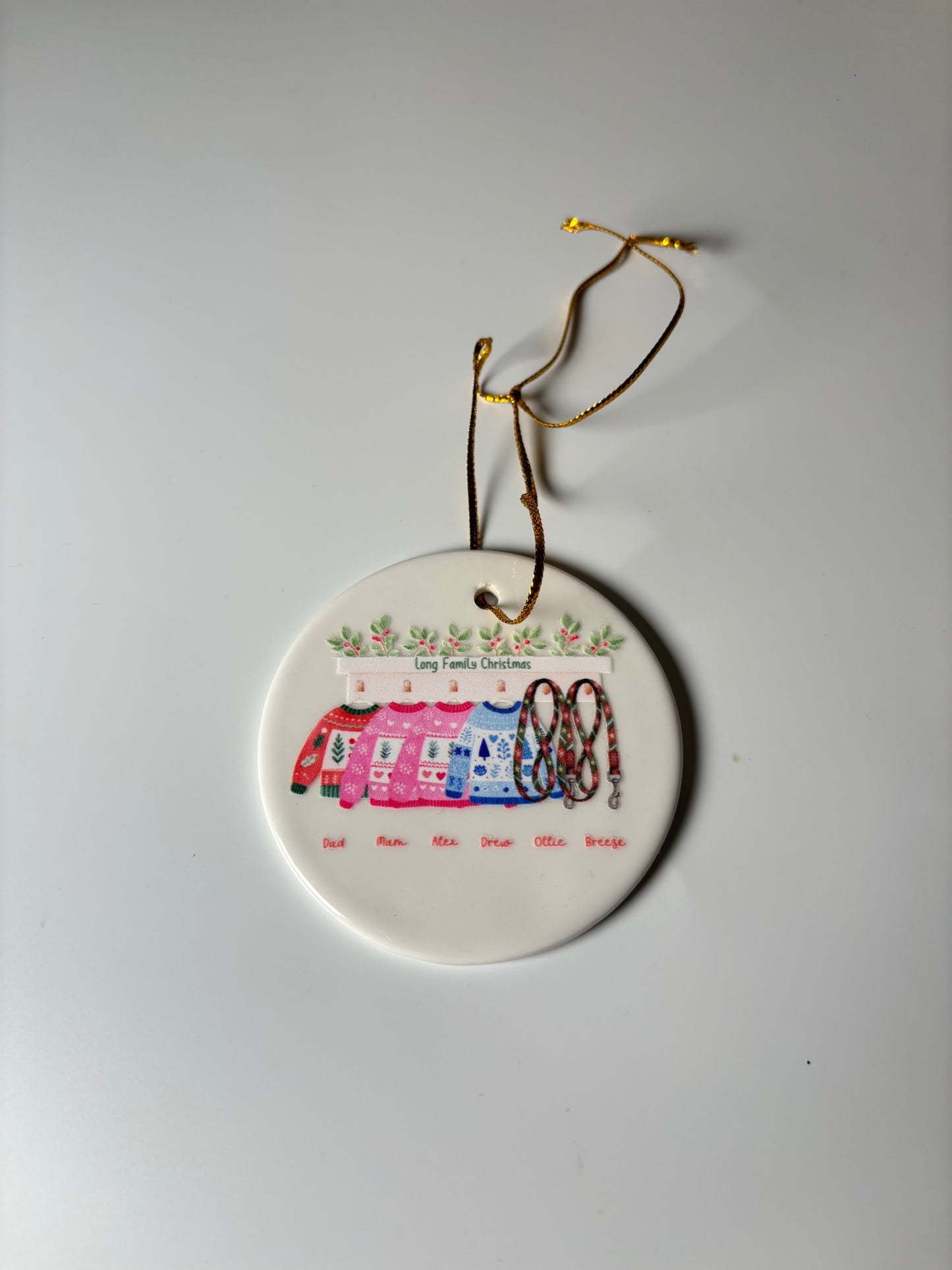 Personalised Family Christmas Jumper Ceramic Bauble