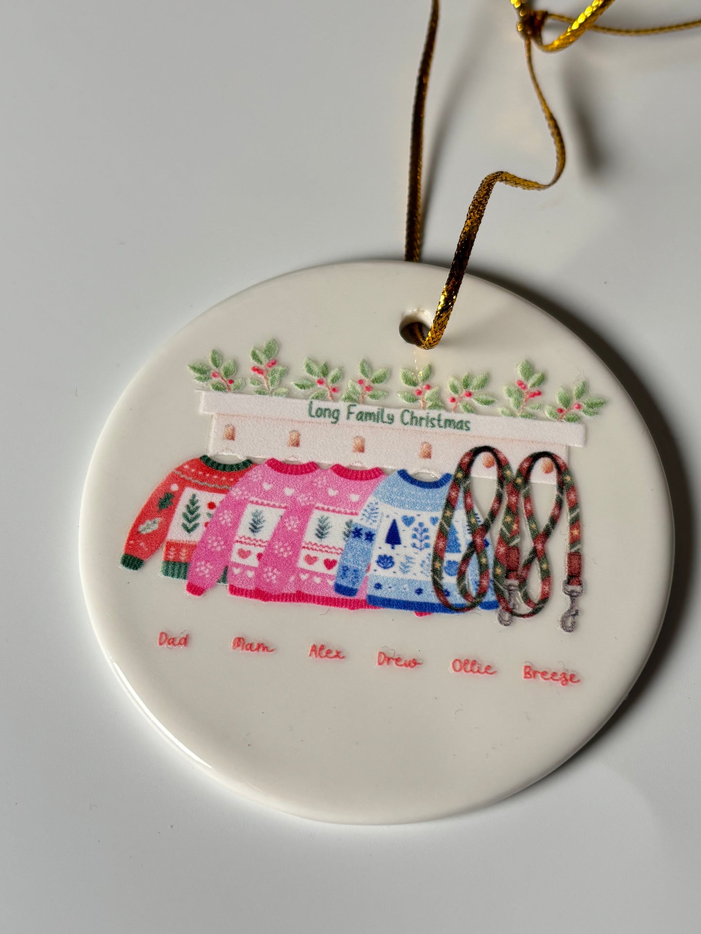Personalised Family Christmas Jumper Ceramic Bauble